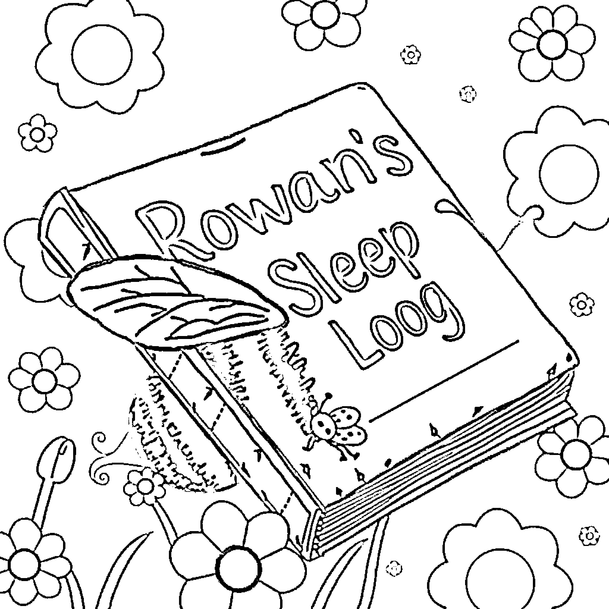 Bee Exploring Rowan's Sleep Log Storybook Coloring Page (free black-and-white line drawing printable PDF for all, from beginners to advanced learners, including children, teens, adults, and seniors)