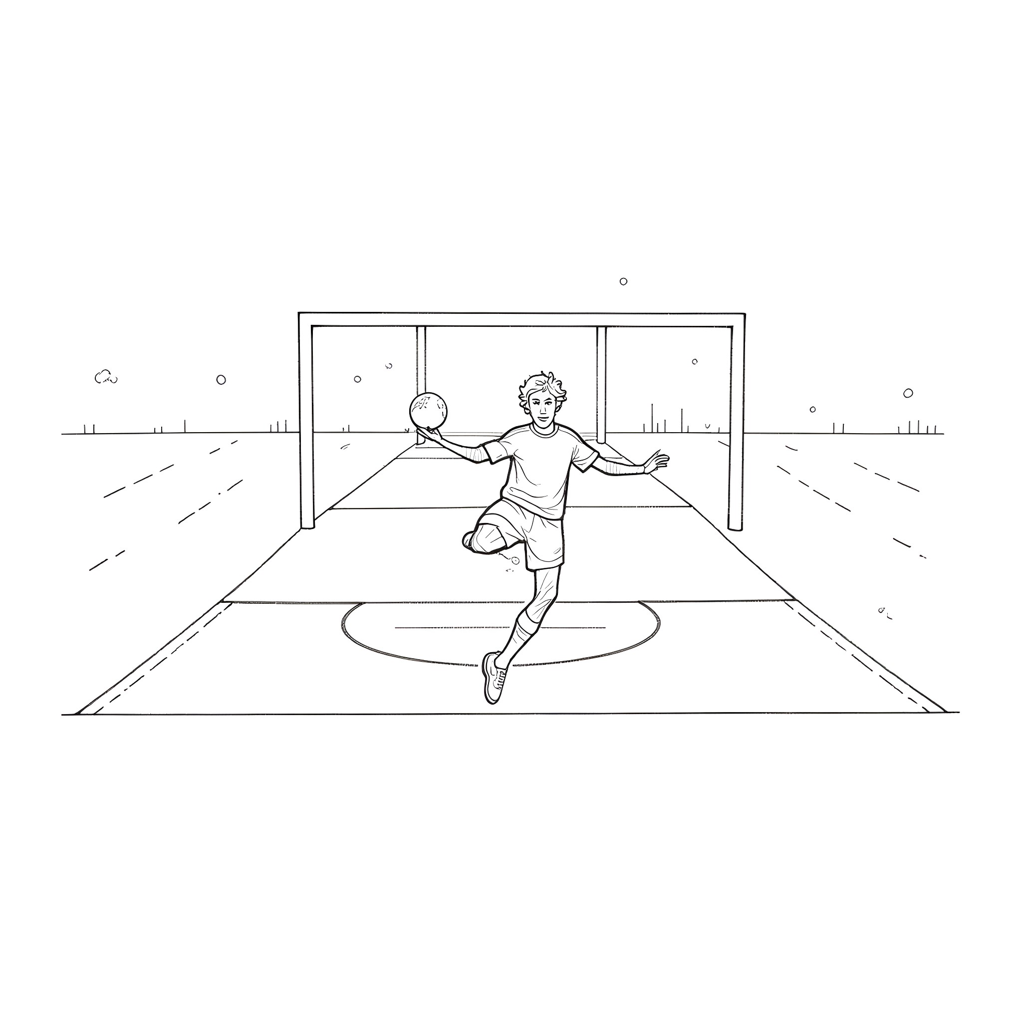 Irish Dancer performing on stage Coloring Page (free black-and-white line drawing printable PDF for all, from beginners to advanced learners, including children, teens, adults, and seniors)