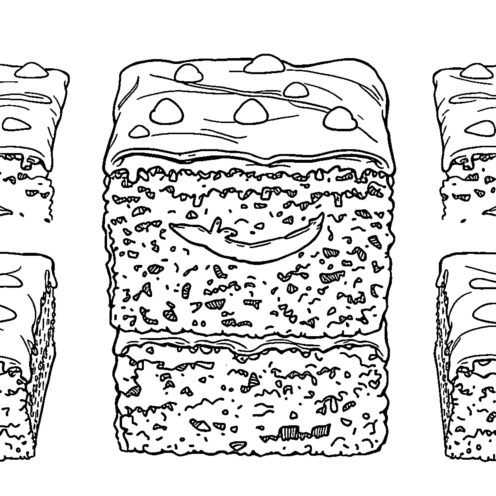 Brownie bites with playful patterns Coloring Page (free black-and-white line drawing printable PDF for all, from beginners to advanced learners, including children, teens, adults, and seniors)