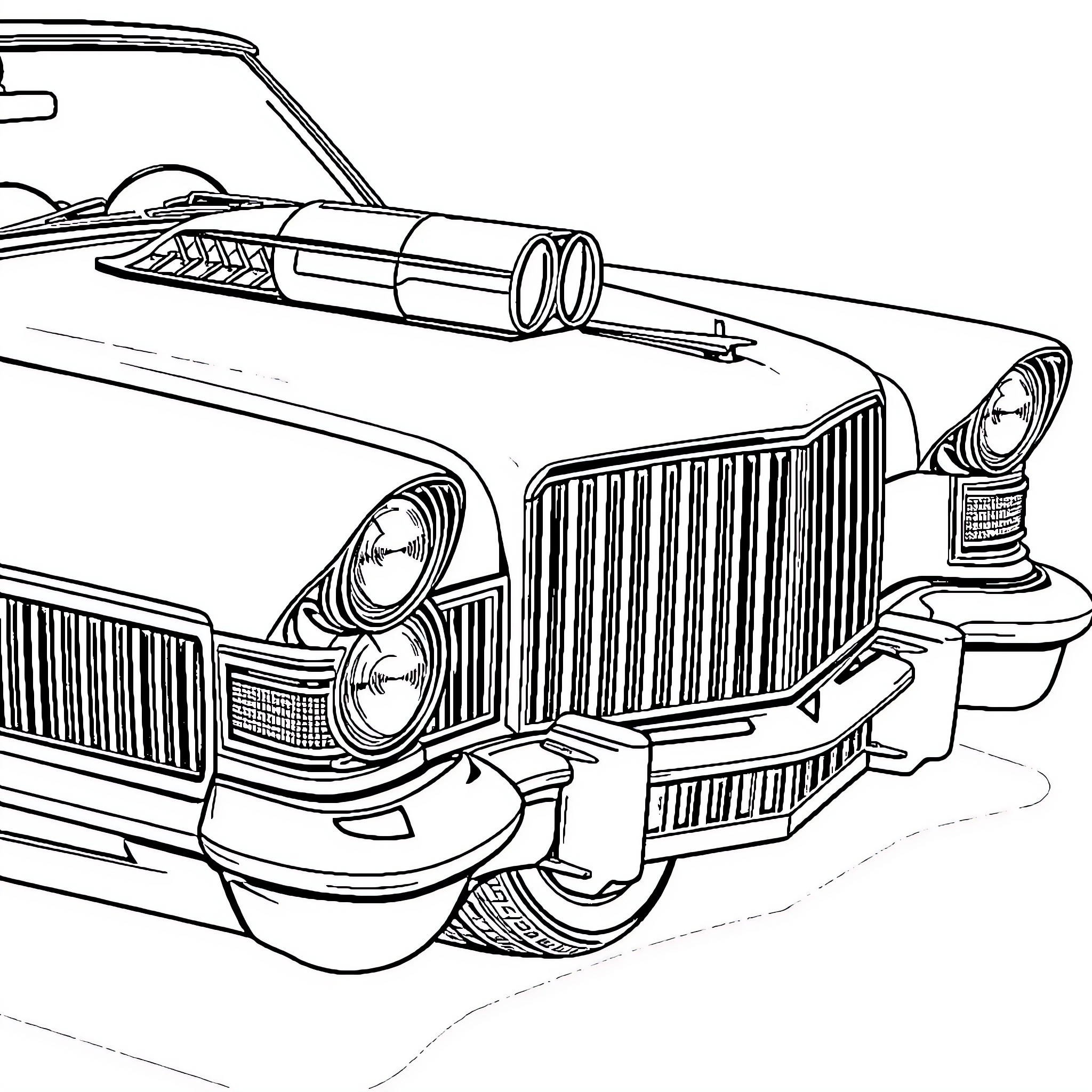 GRAN NATIONAL Vintage car with sporty features Coloring Page (free black-and-white line drawing printable PDF for all, from beginners to advanced learners, including children, teens, adults, and seniors)