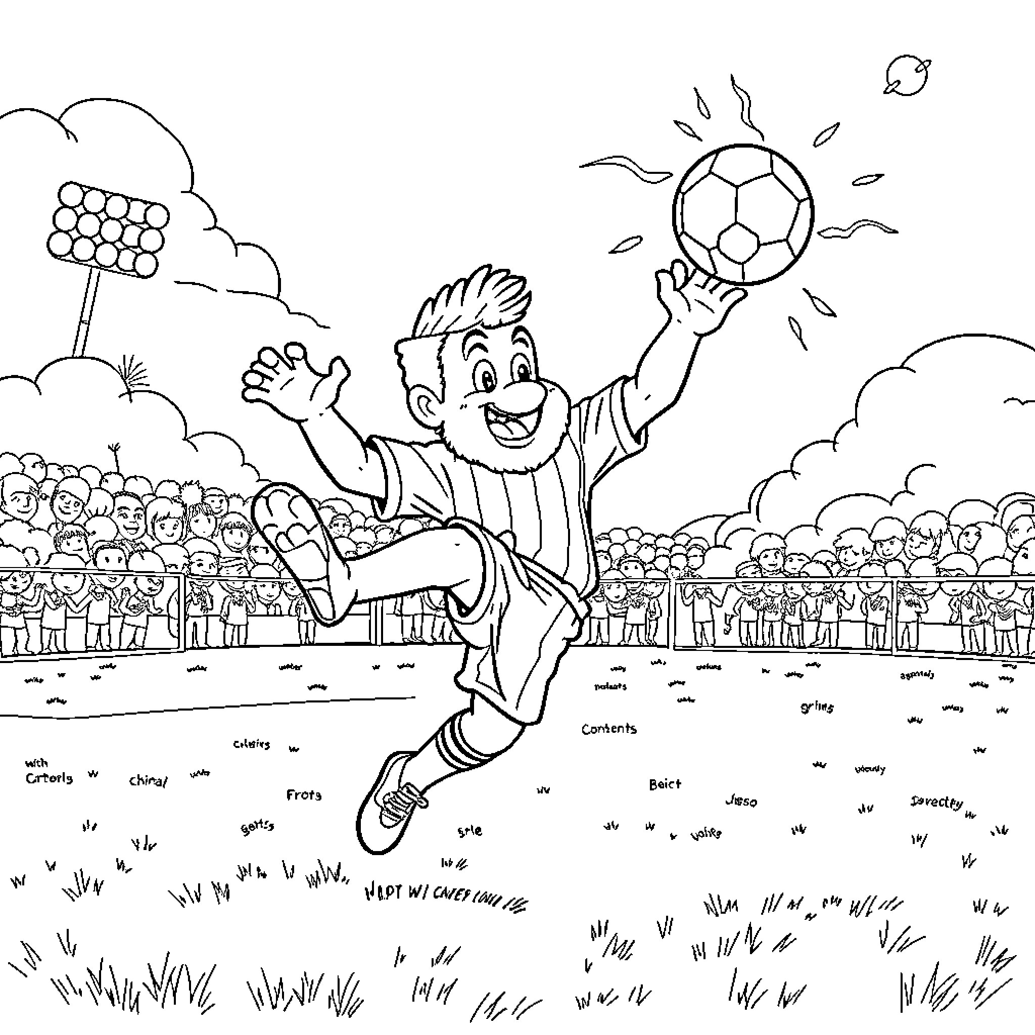 Meguru Bachira Playing Soccer with Enthusiasm Coloring Page (free black-and-white line drawing printable PDF for all, from beginners to advanced learners, including children, teens, adults, and seniors)