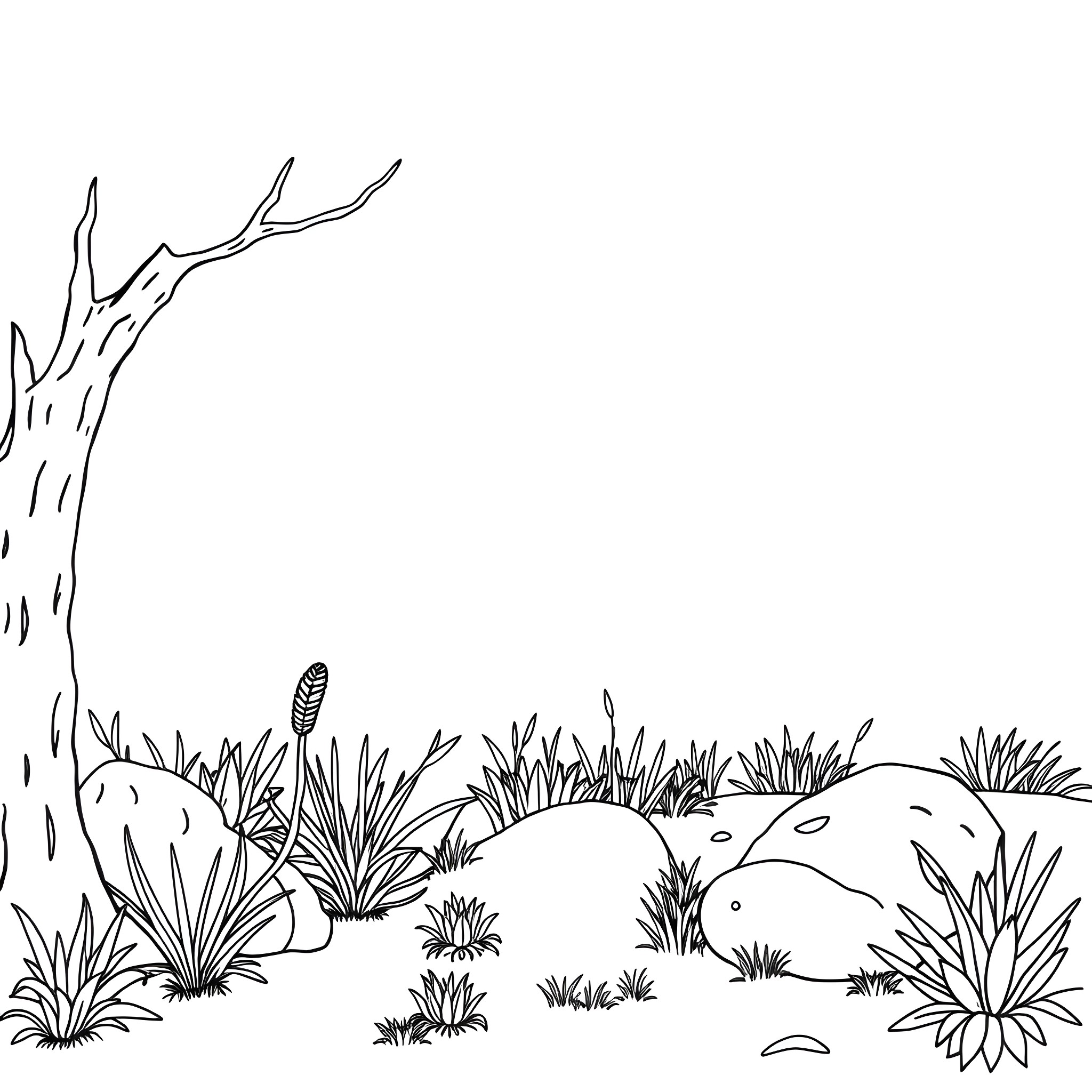 Limit of natural scenery in forest landscape Coloring Page (free black-and-white line drawing printable PDF for all, from beginners to advanced learners, including children, teens, adults, and seniors)