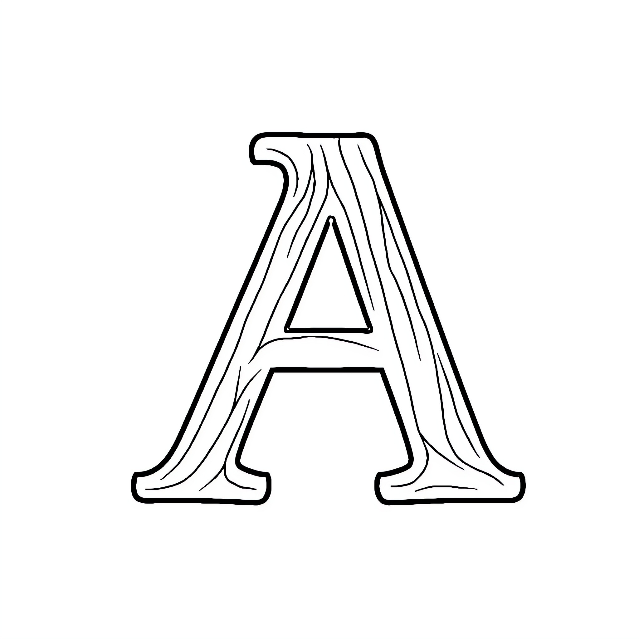 Alphabet Letter A with Wooden Texture Coloring Page (free black-and-white line drawing printable PDF for all, from beginners to advanced learners, including children, teens, adults, and seniors)