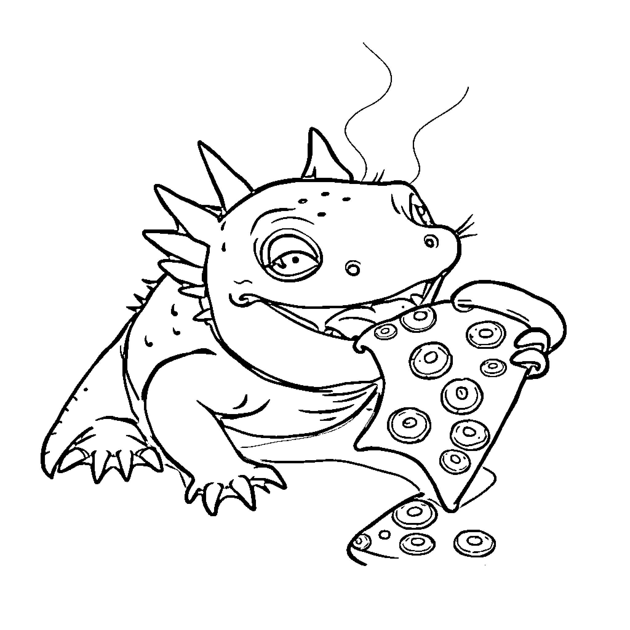 Axolotl playing with video game controller Coloring Page (free black-and-white line drawing printable PDF for all, from beginners to advanced learners, including children, teens, adults, and seniors)