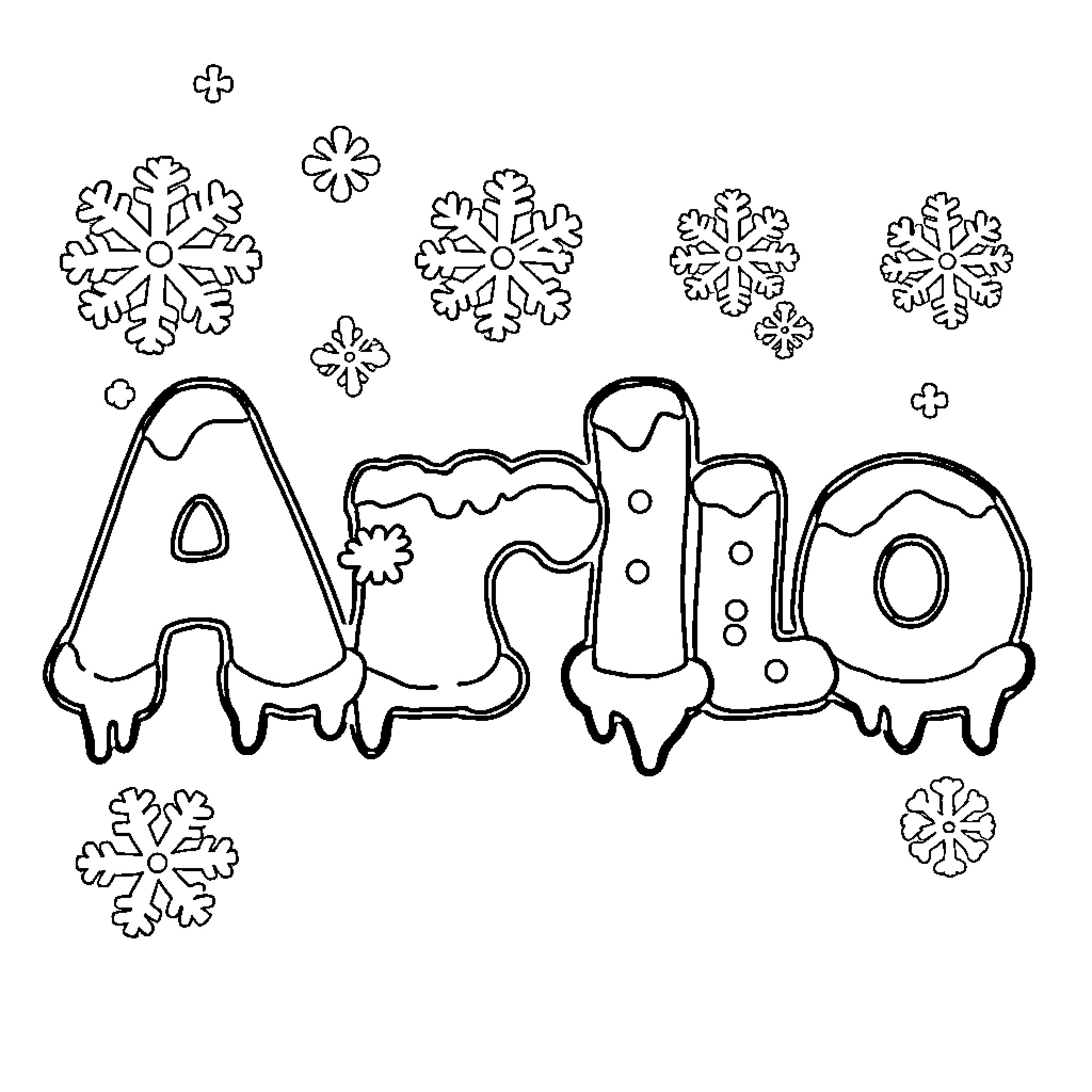 Arlo's Wintery Adventure Coloring Page (free black-and-white line drawing printable PDF for all, from beginners to advanced learners, including children, teens, adults, and seniors)
