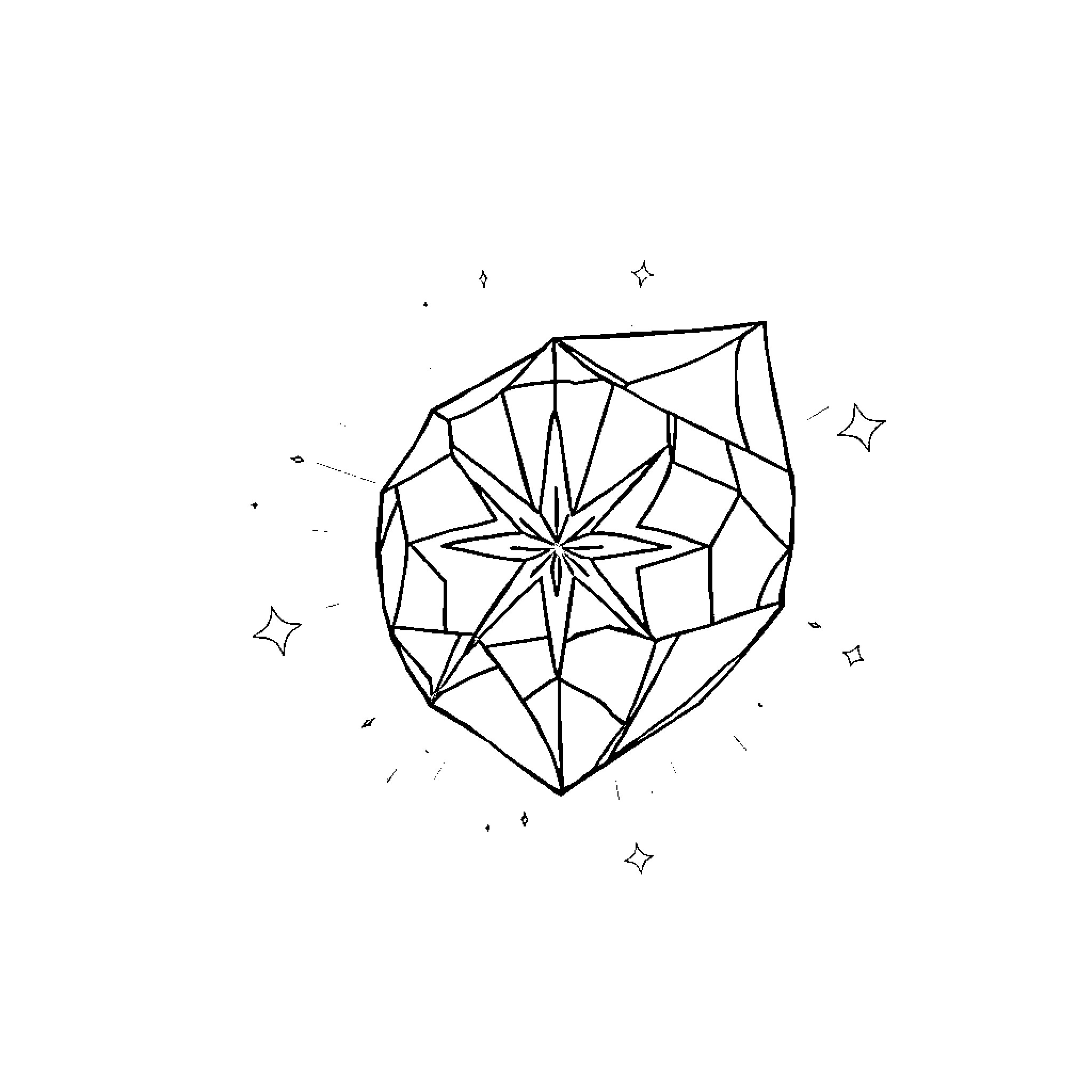 Gem of Stellar Magnificence Coloring Page (free black-and-white line drawing printable PDF for all, from beginners to advanced learners, including children, teens, adults, and seniors)