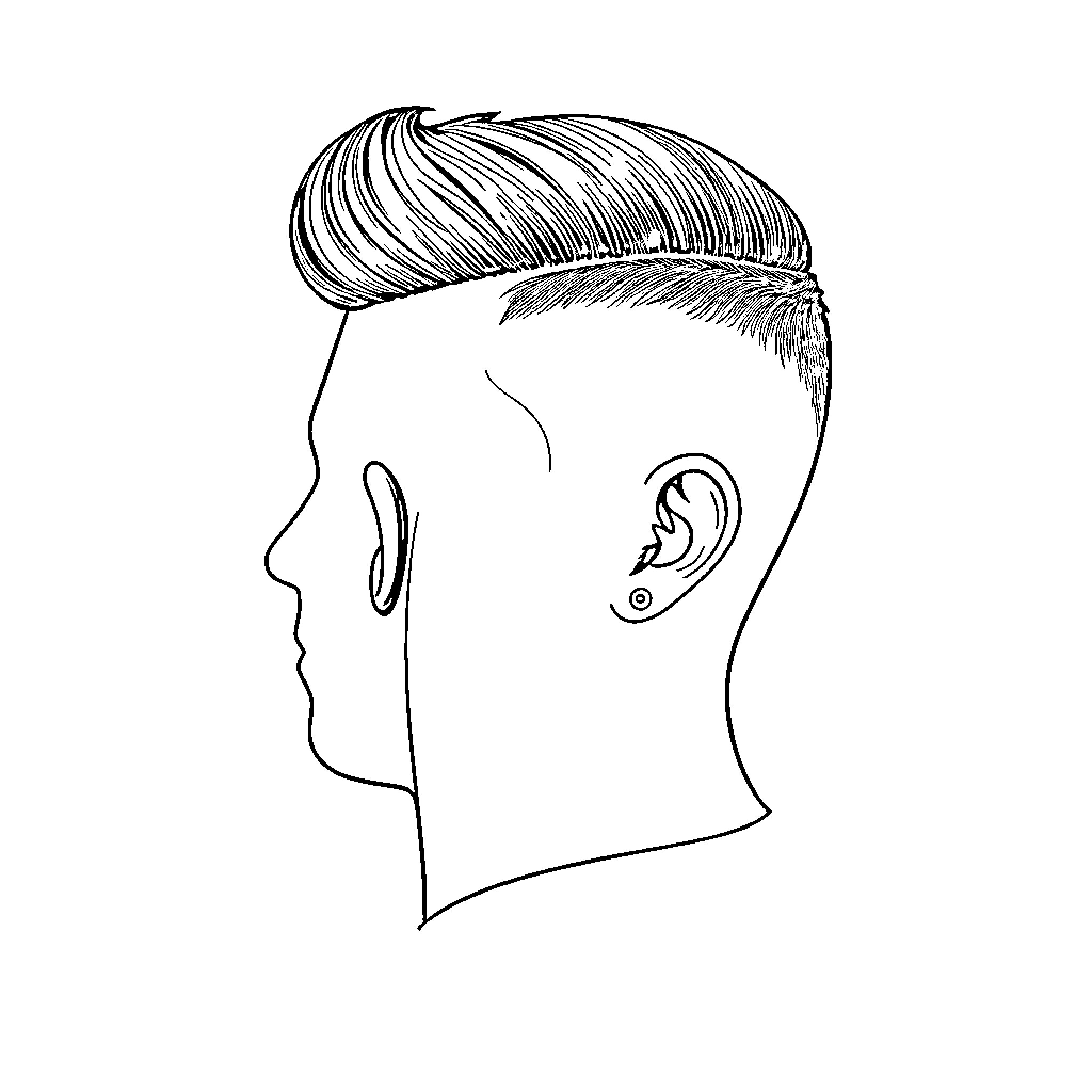 Fade to Profile of Stylized Man Coloring Page (free black-and-white line drawing printable PDF for all, from beginners to advanced learners, including children, teens, adults, and seniors)
