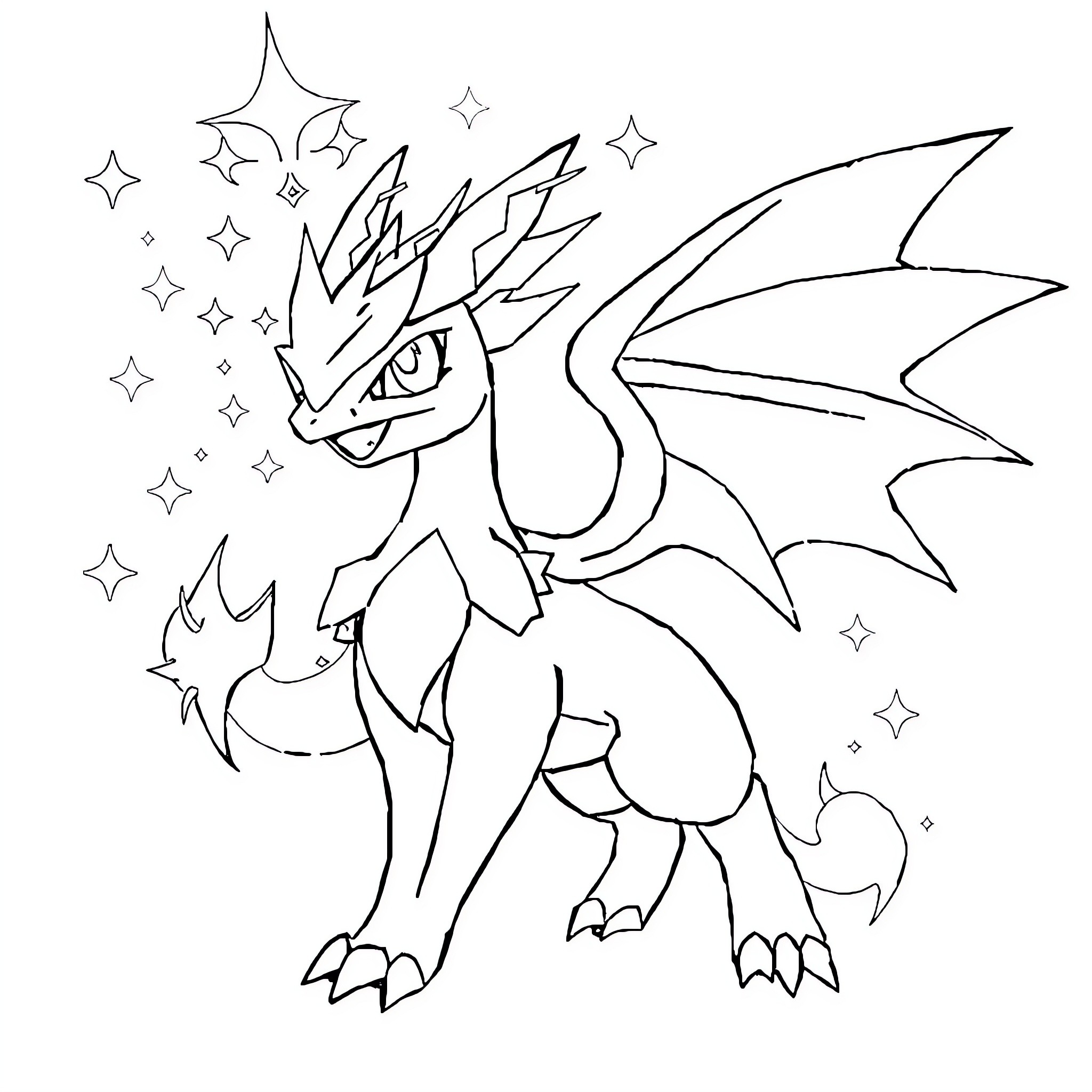 Legendary Pokemon Charging with Magical Aura Coloring Page (free black-and-white line drawing printable PDF for all, from beginners to advanced learners, including children, teens, adults, and seniors)