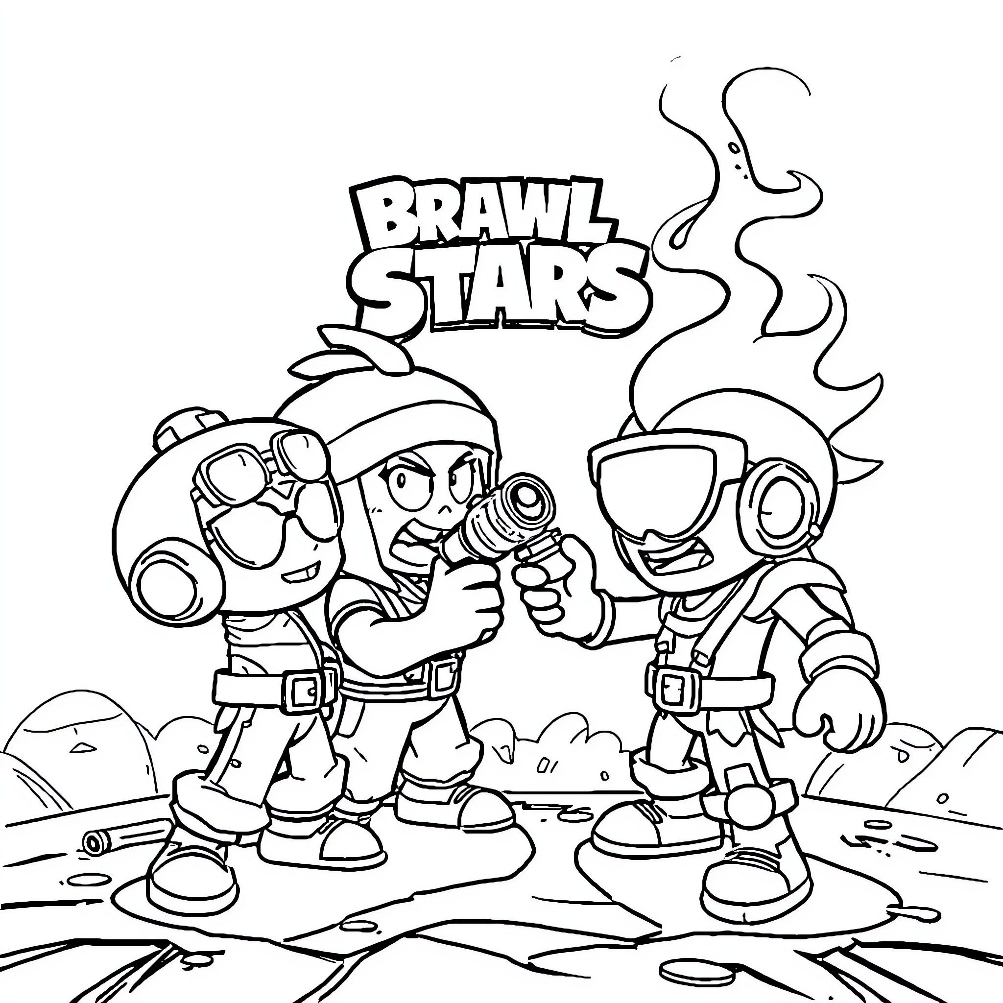 Thilo's Brawling Adventure in Brawl Stars Coloring Page (free black-and-white line drawing printable PDF for all, from beginners to advanced learners, including children, teens, adults, and seniors)