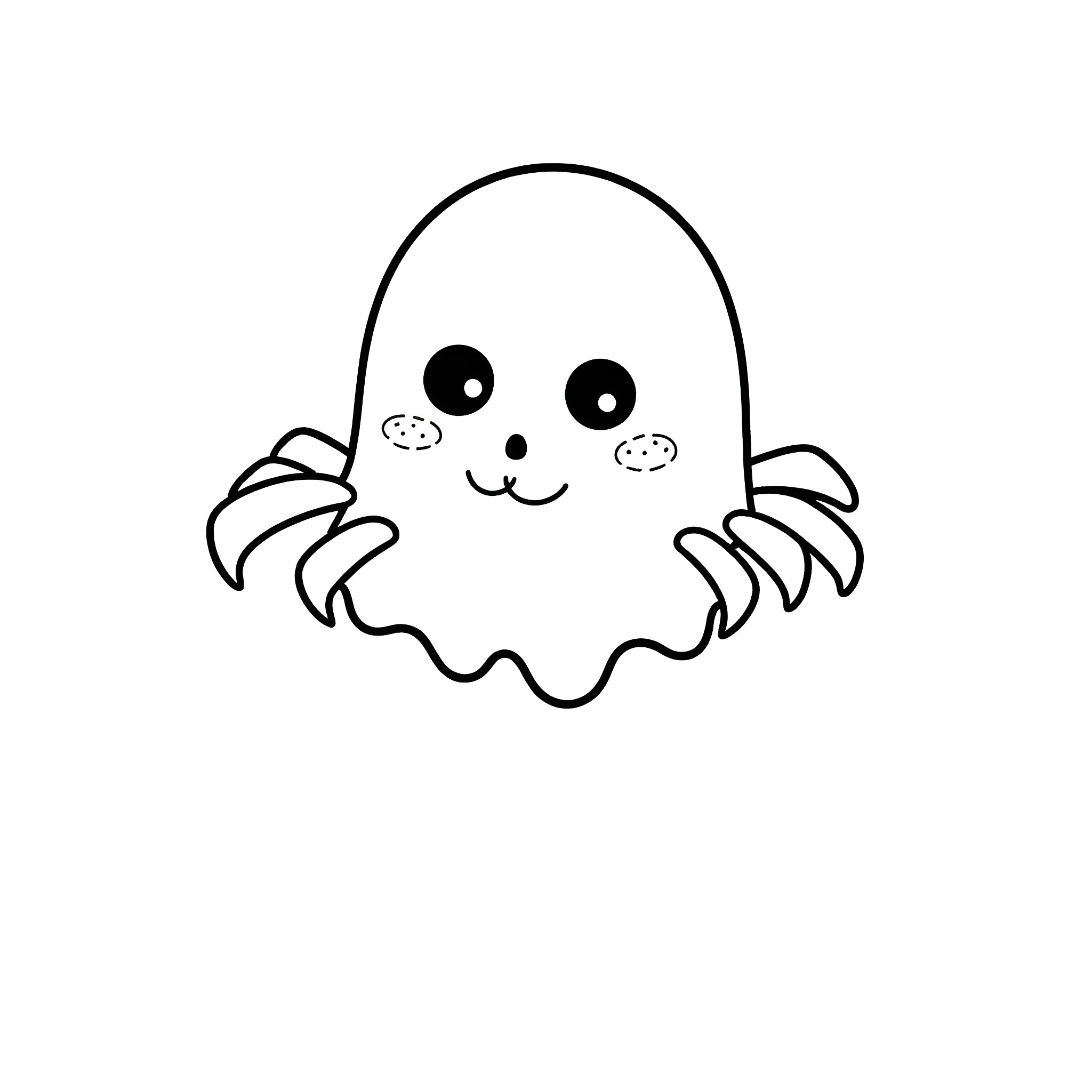 Spider-like creature with cute expression Coloring Page (free black-and-white line drawing printable PDF for all, from beginners to advanced learners, including children, teens, adults, and seniors)
