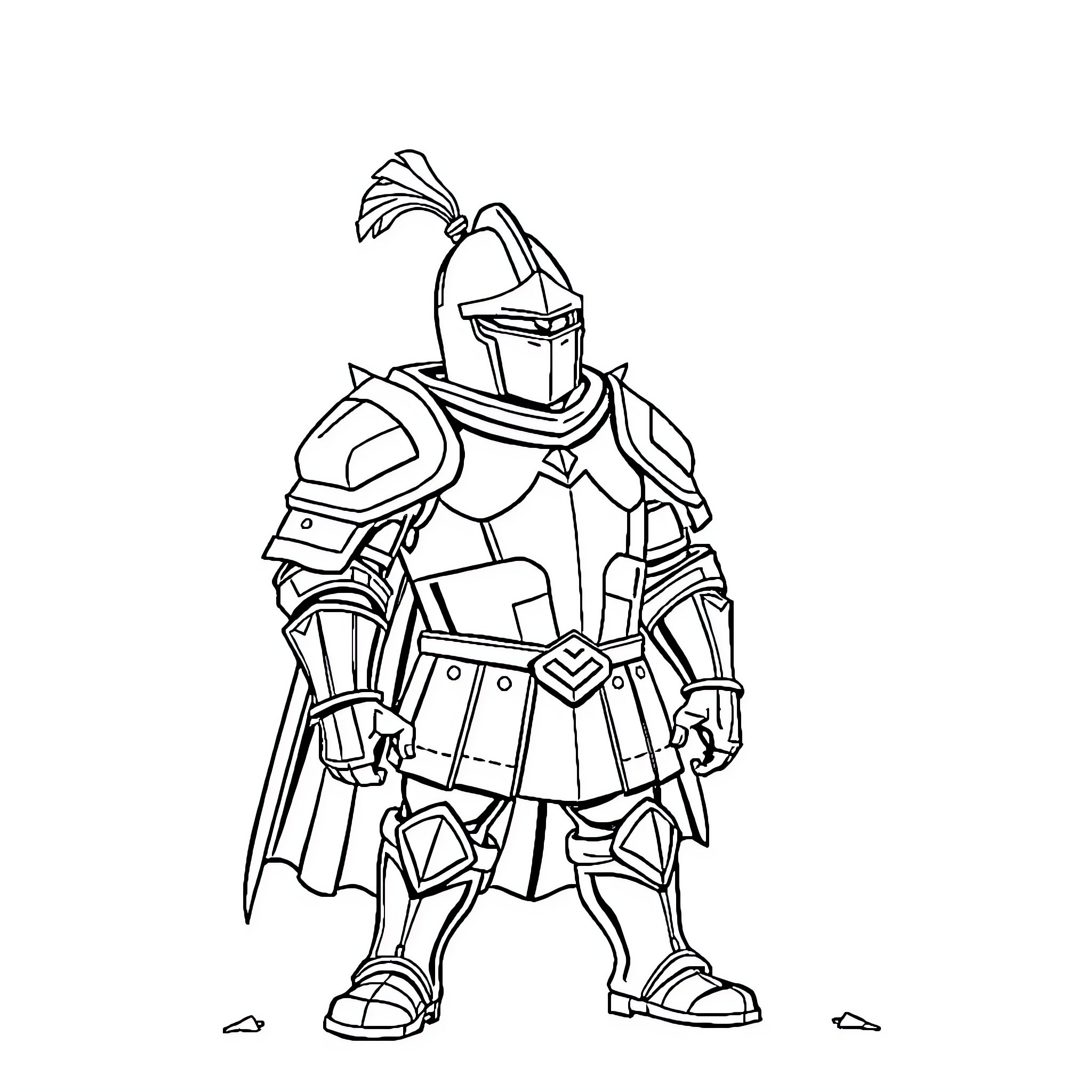 Chocolate Bar Man in Armored Attire Coloring Page (free black-and-white line drawing printable PDF for all, from beginners to advanced learners, including children, teens, adults, and seniors)