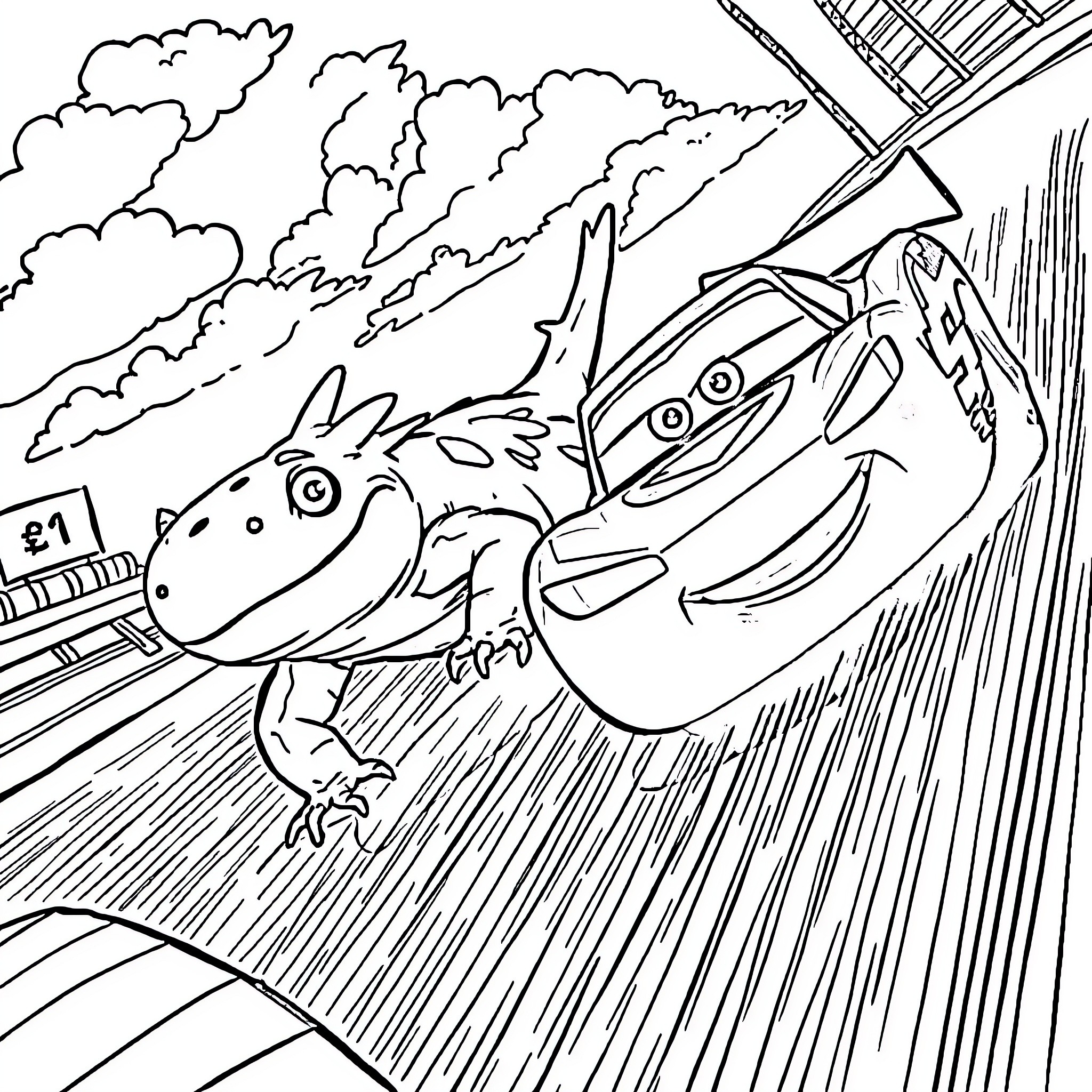 Axolotl exploring the outdoors with curiosity Coloring Page (free black-and-white line drawing printable PDF for all, from beginners to advanced learners, including children, teens, adults, and seniors)