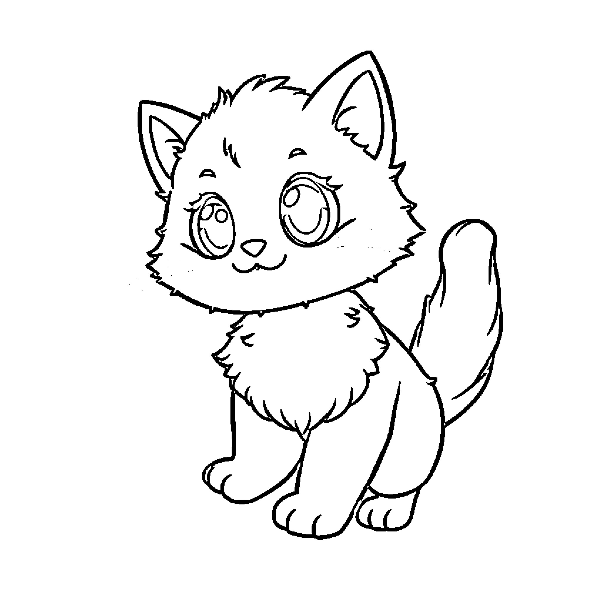 Skitty's Playful Pose Coloring Page (free black-and-white line drawing printable PDF for all, from beginners to advanced learners, including children, teens, adults, and seniors)