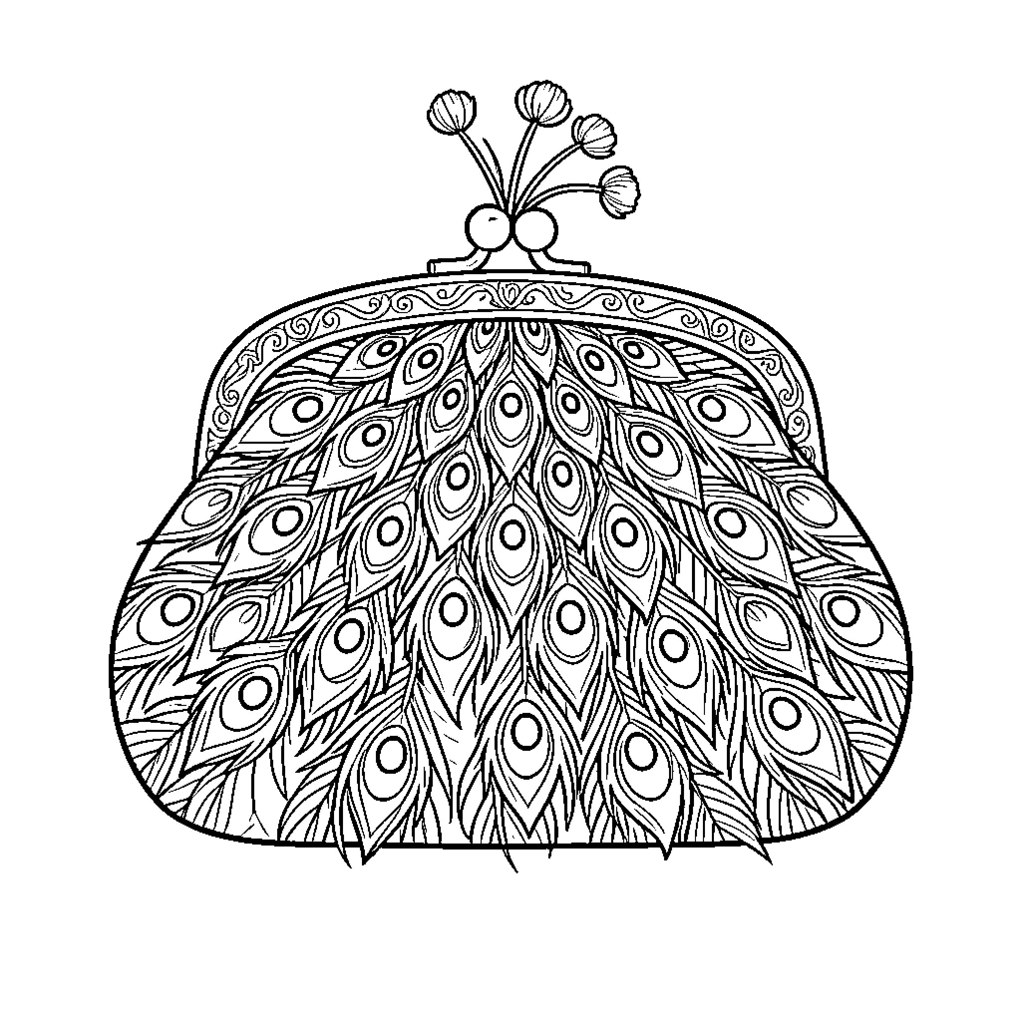 Peacock displaying its ornate feathers Coloring Page (free black-and-white line drawing printable PDF for all, from beginners to advanced learners, including children, teens, adults, and seniors)
