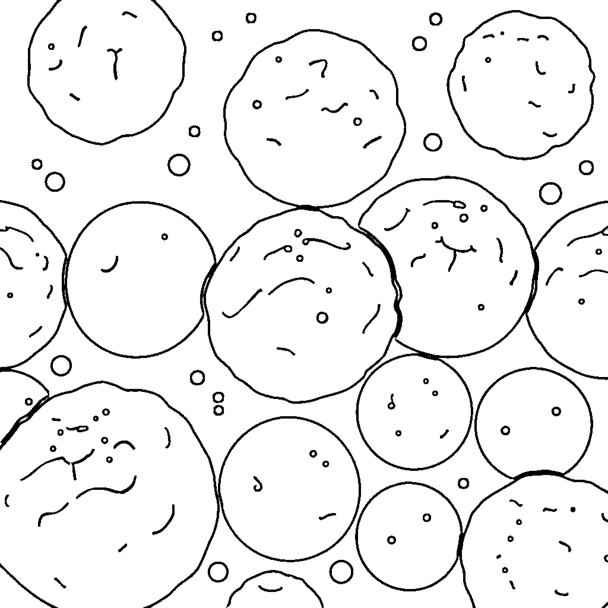Bath Bomb Floating Amusingly in Bubbly Water Coloring Page (free black-and-white line drawing printable PDF for all, from beginners to advanced learners, including children, teens, adults, and seniors)