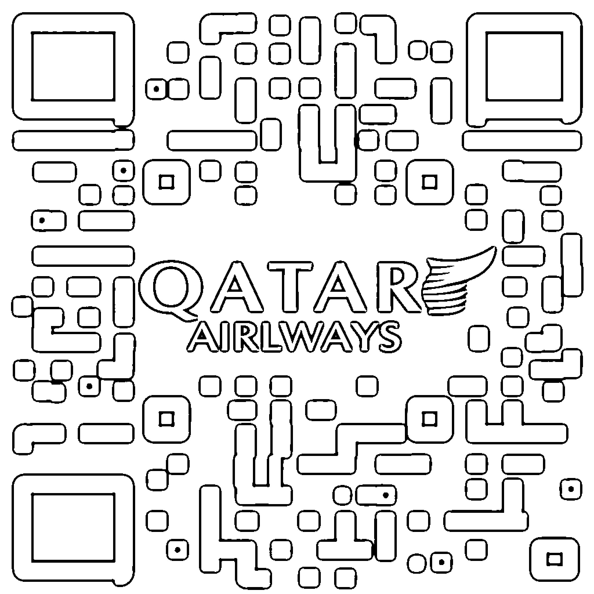 Qatar Airways brand image with various shapes Coloring Page (free black-and-white line drawing printable PDF for all, from beginners to advanced learners, including children, teens, adults, and seniors)