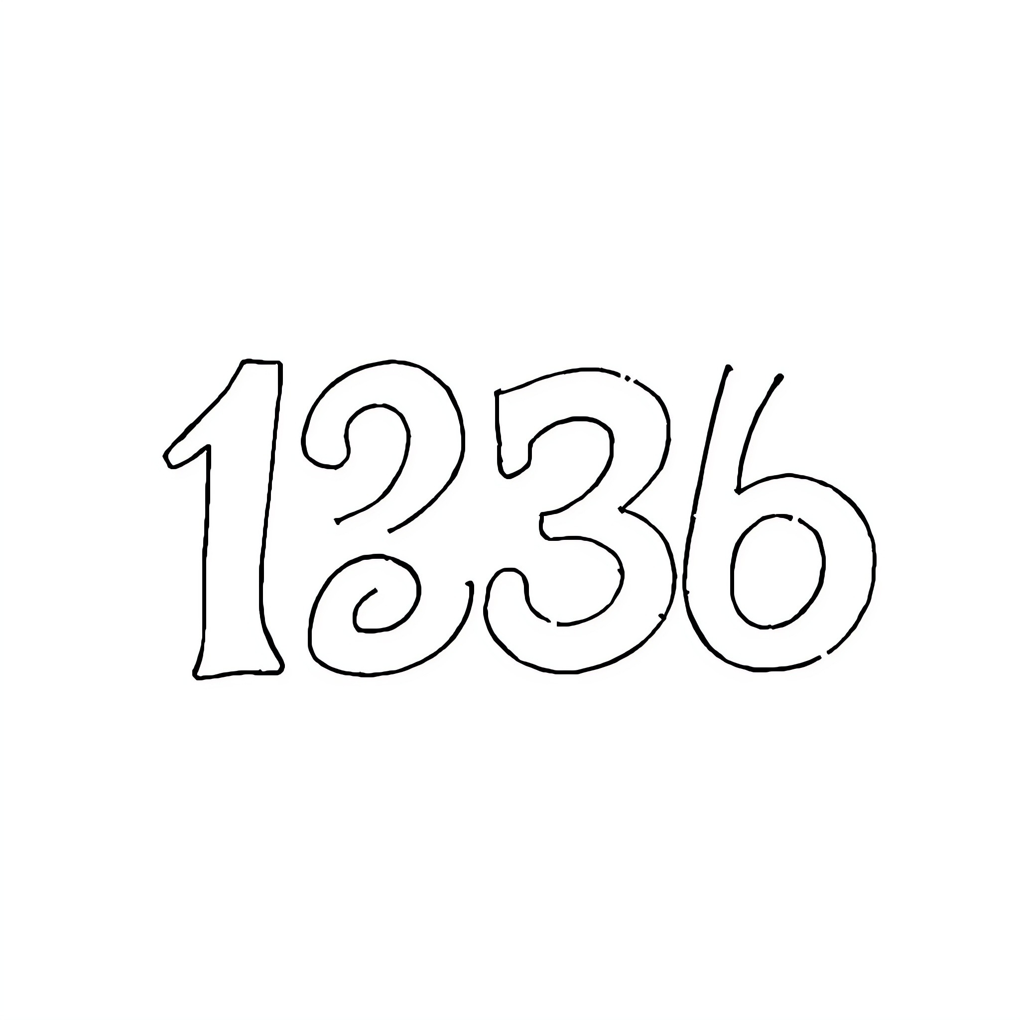 Numbers drawn in simple outline Coloring Page (free black-and-white line drawing printable PDF for all, from beginners to advanced learners, including children, teens, adults, and seniors)