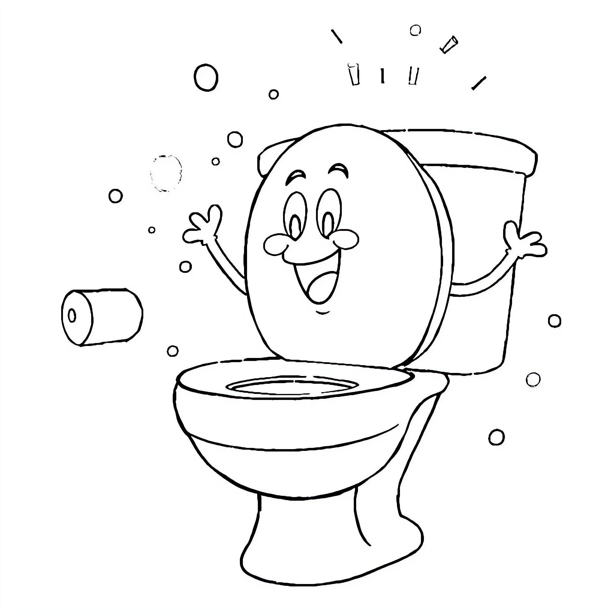 Skibidi Toilet: Cheerful Character Embracing the Bathroom Coloring Page (free black-and-white line drawing printable PDF for all, from beginners to advanced learners, including children, teens, adults, and seniors)