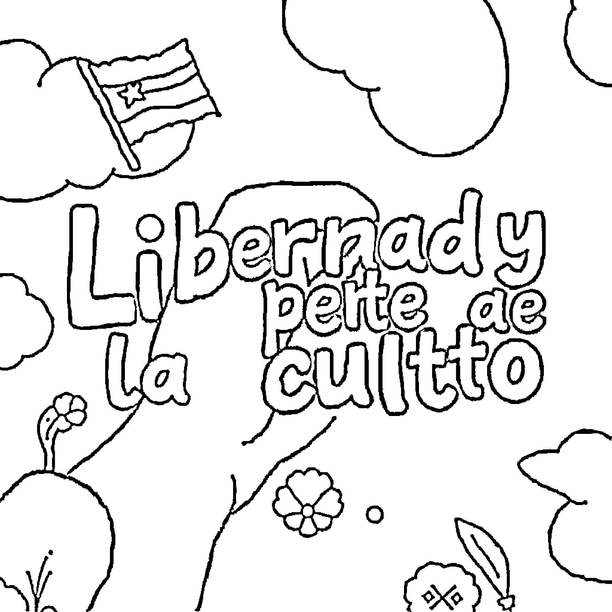 Sopa de Letras: Liberrady perte de la culitto Coloring Page (free black-and-white line drawing printable PDF for all, from beginners to advanced learners, including children, teens, adults, and seniors)