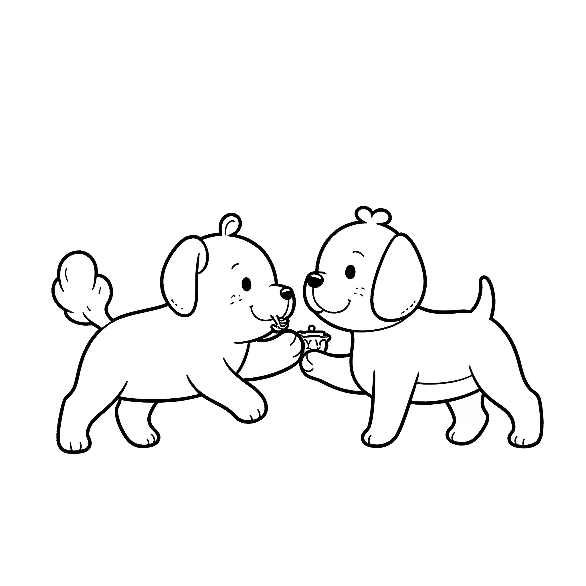 Cinnamaroll's puppy friends playing together Coloring Page (free black-and-white line drawing printable PDF for all, from beginners to advanced learners, including children, teens, adults, and seniors)