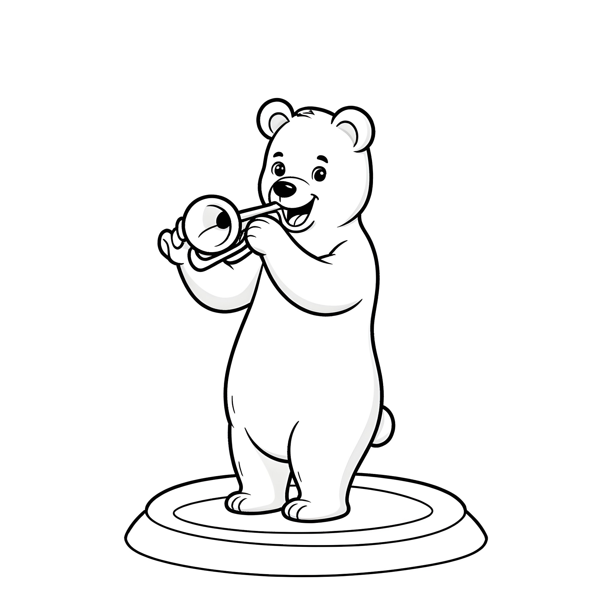 Bear playing with magnifying glass Coloring Page (free black-and-white line drawing printable PDF for all, from beginners to advanced learners, including children, teens, adults, and seniors)