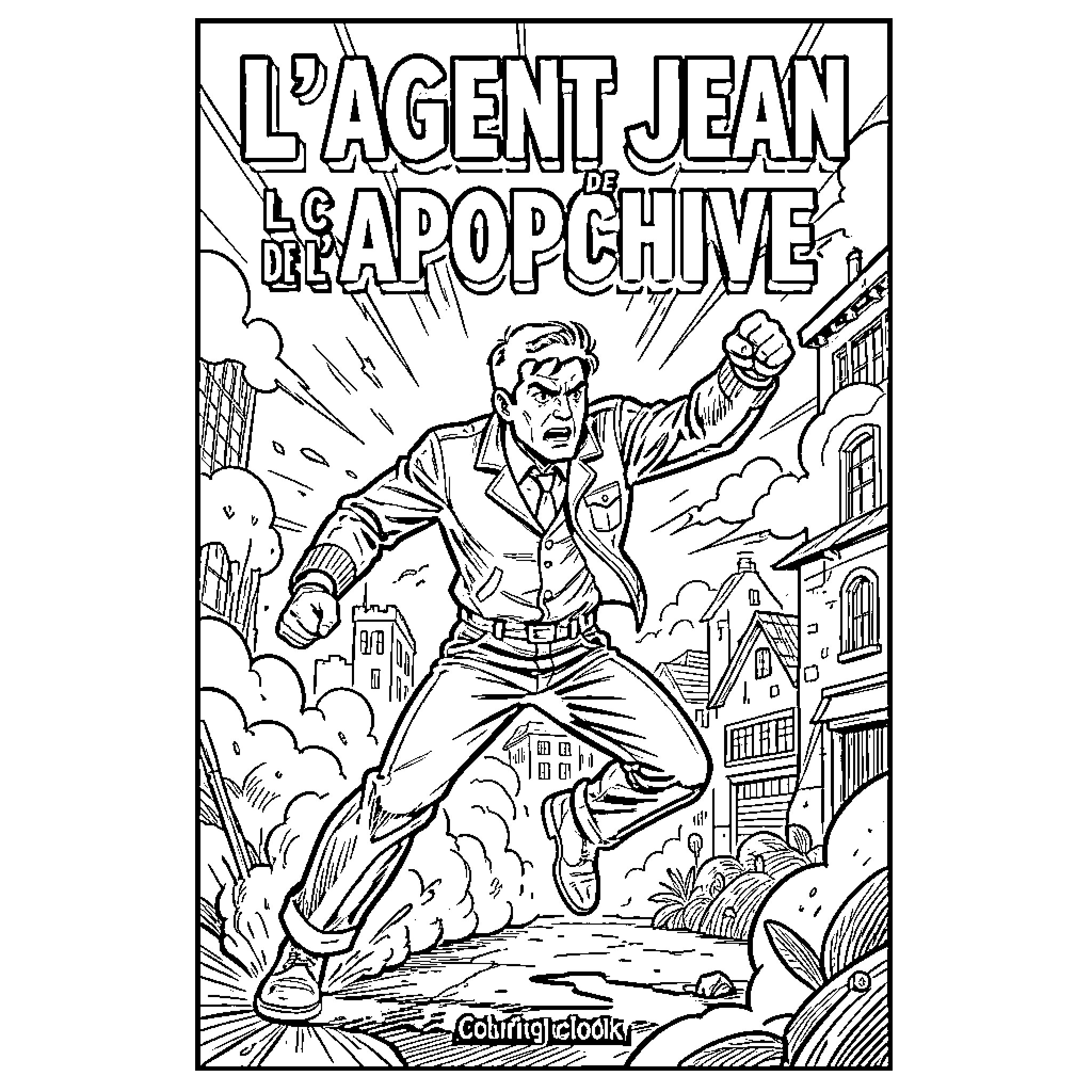 Agent Jean in Action-Packed Adventure Coloring Page (free black-and-white line drawing printable PDF for all, from beginners to advanced learners, including children, teens, adults, and seniors)