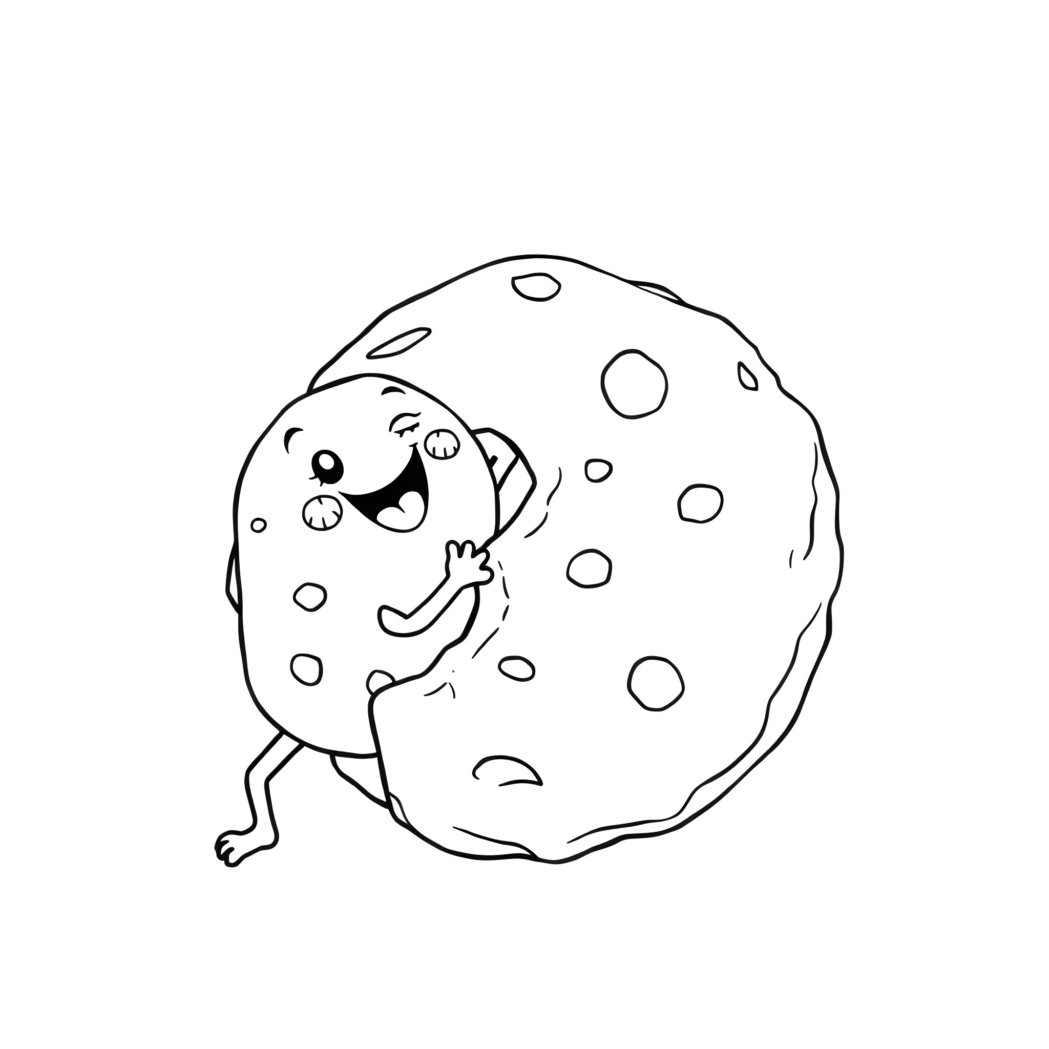 Cookie monster enjoying a cookie Coloring Page (free black-and-white line drawing printable PDF for all, from beginners to advanced learners, including children, teens, adults, and seniors)