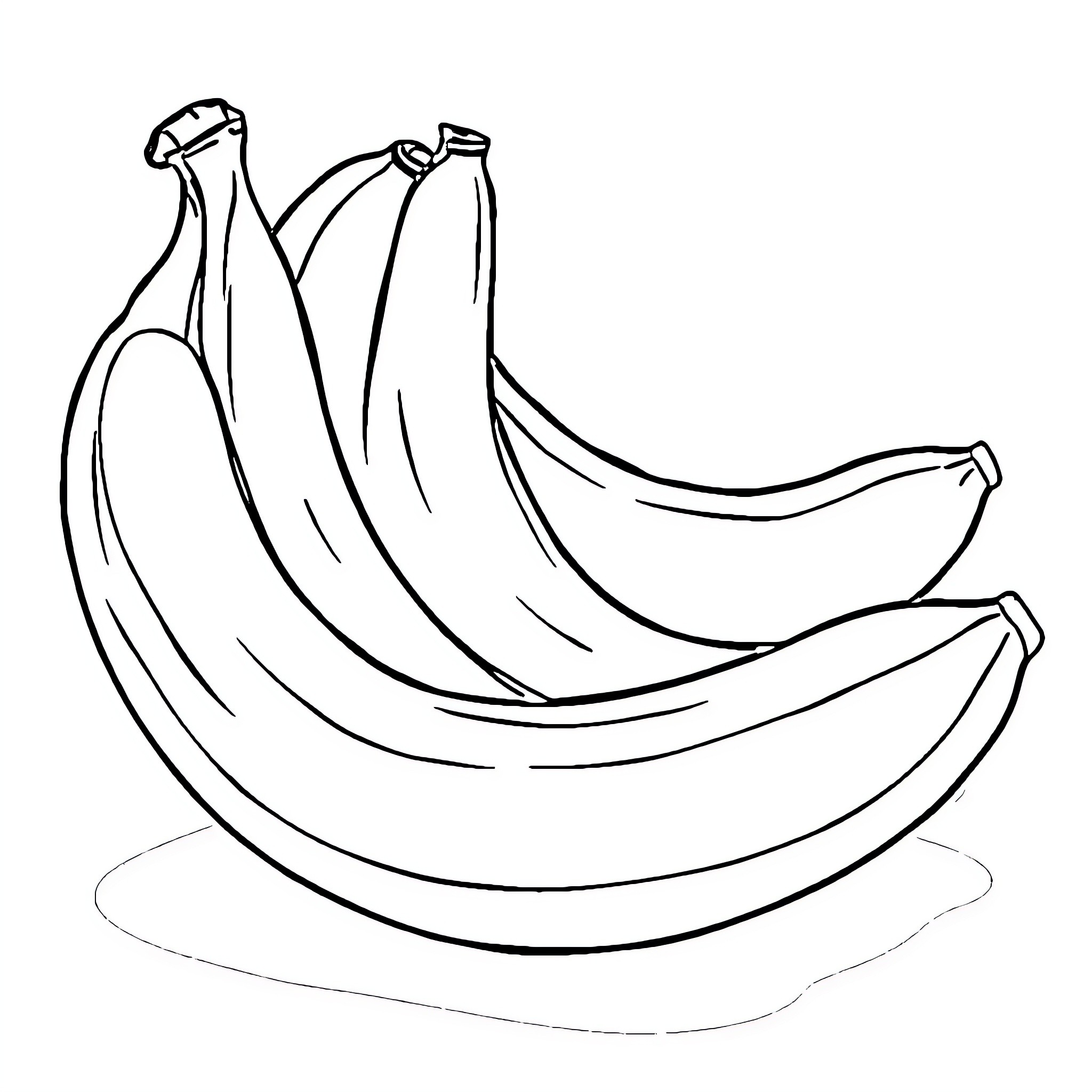 Banana bunch with curved stems Coloring Page (free black-and-white line drawing printable PDF for all, from beginners to advanced learners, including children, teens, adults, and seniors)