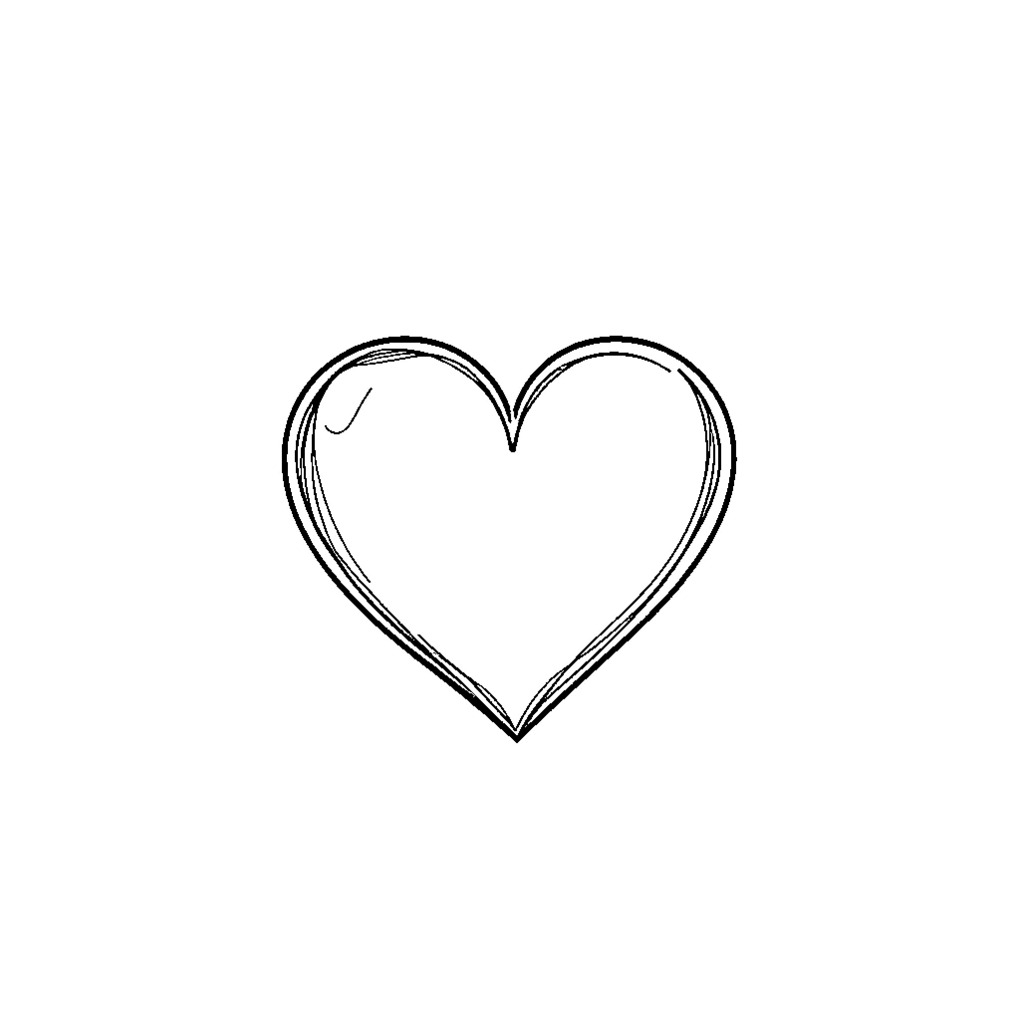 Heart-shaped Outline Drawing Coloring Page (free black-and-white line drawing printable PDF for all, from beginners to advanced learners, including children, teens, adults, and seniors)
