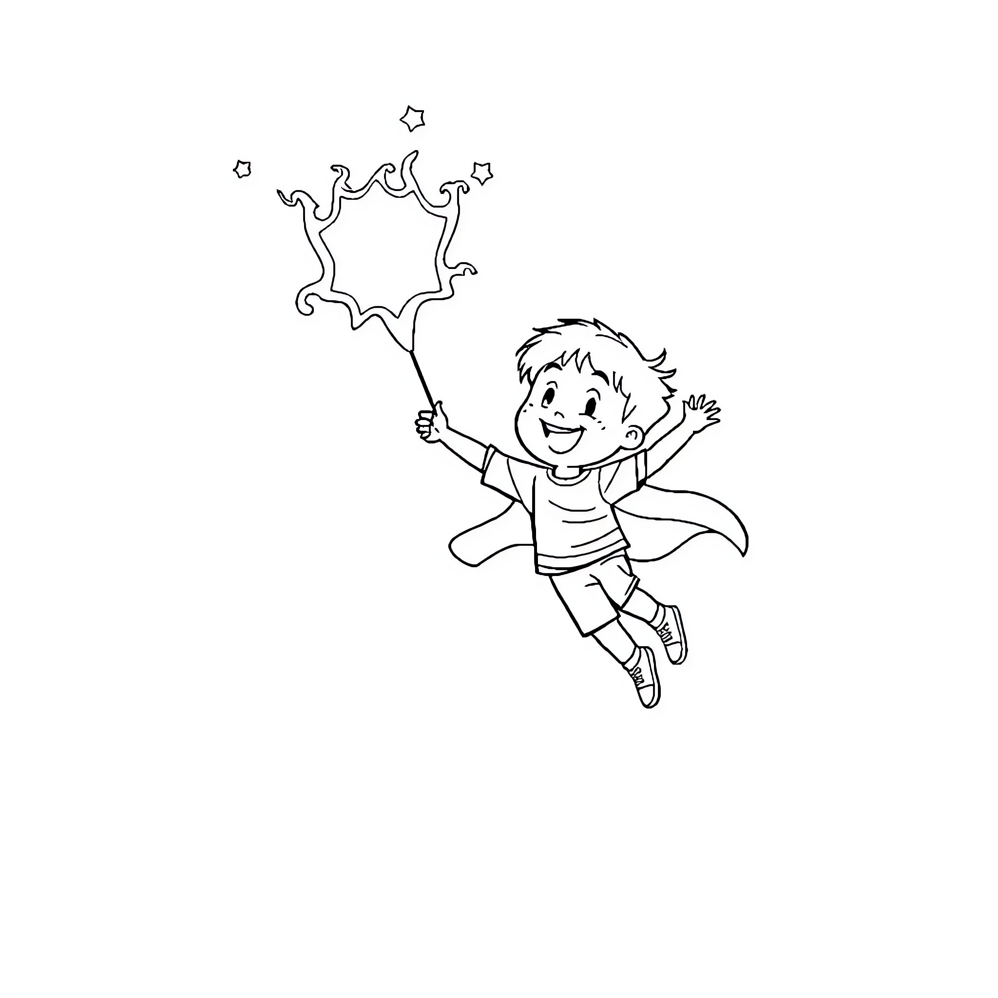 Kid celebrates with magic sparklers Coloring Page (free black-and-white line drawing printable PDF for all, from beginners to advanced learners, including children, teens, adults, and seniors)