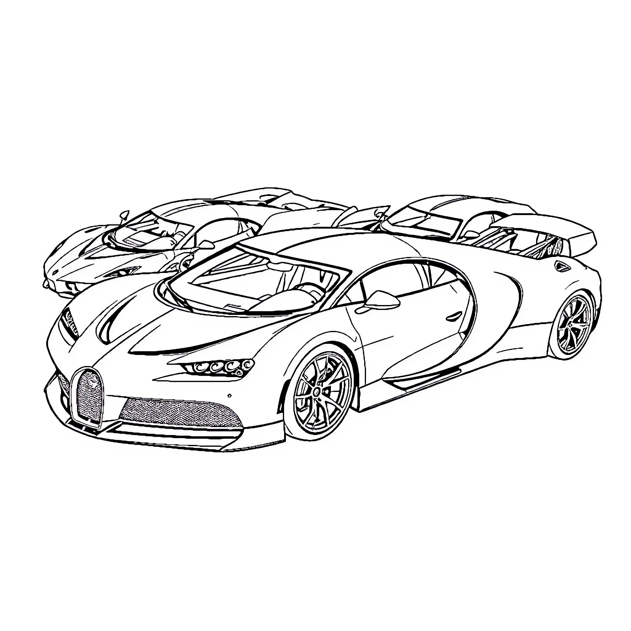 Car racing on track with high speed performance Coloring Page (free black-and-white line drawing printable PDF for all, from beginners to advanced learners, including children, teens, adults, and seniors)