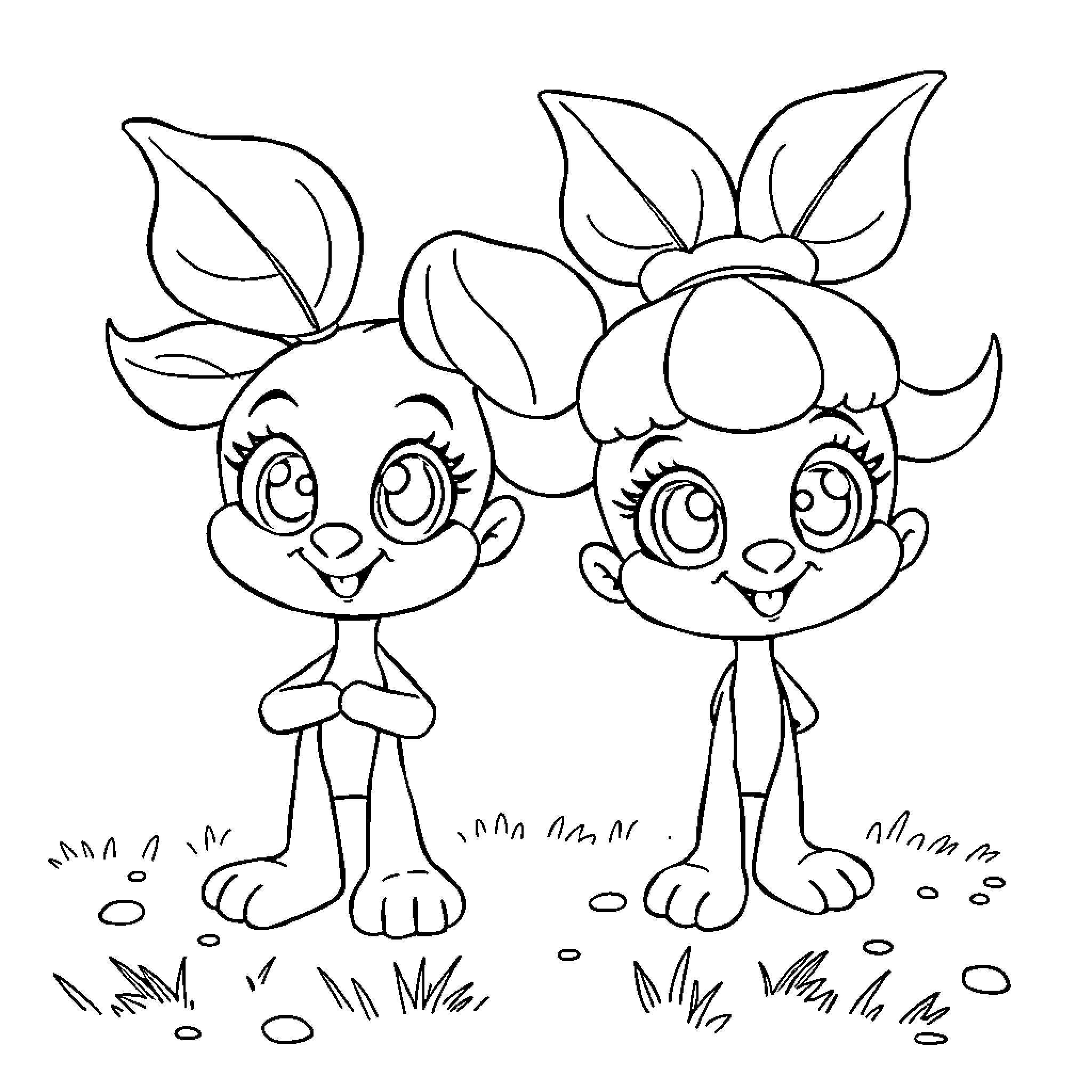 Sprunki playing happily in the garden Coloring Page (free black-and-white line drawing printable PDF for all, from beginners to advanced learners, including children, teens, adults, and seniors)