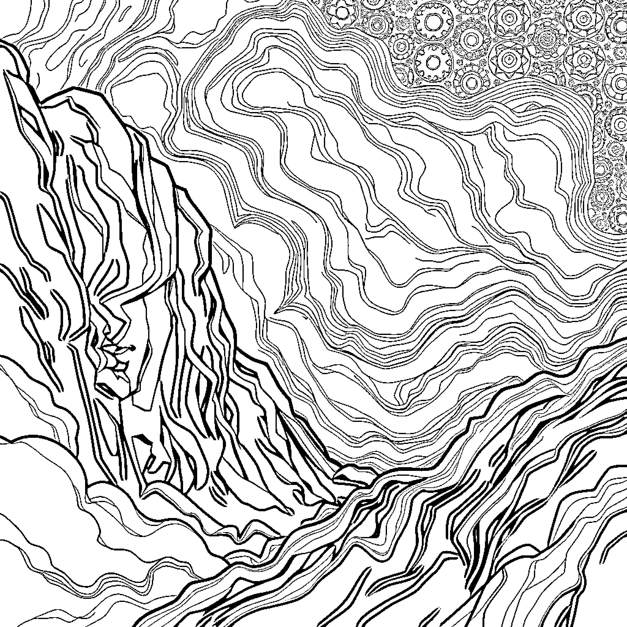 Space Geometric Patterns and Formations Coloring Page (free black-and-white line drawing printable PDF for all, from beginners to advanced learners, including children, teens, adults, and seniors)