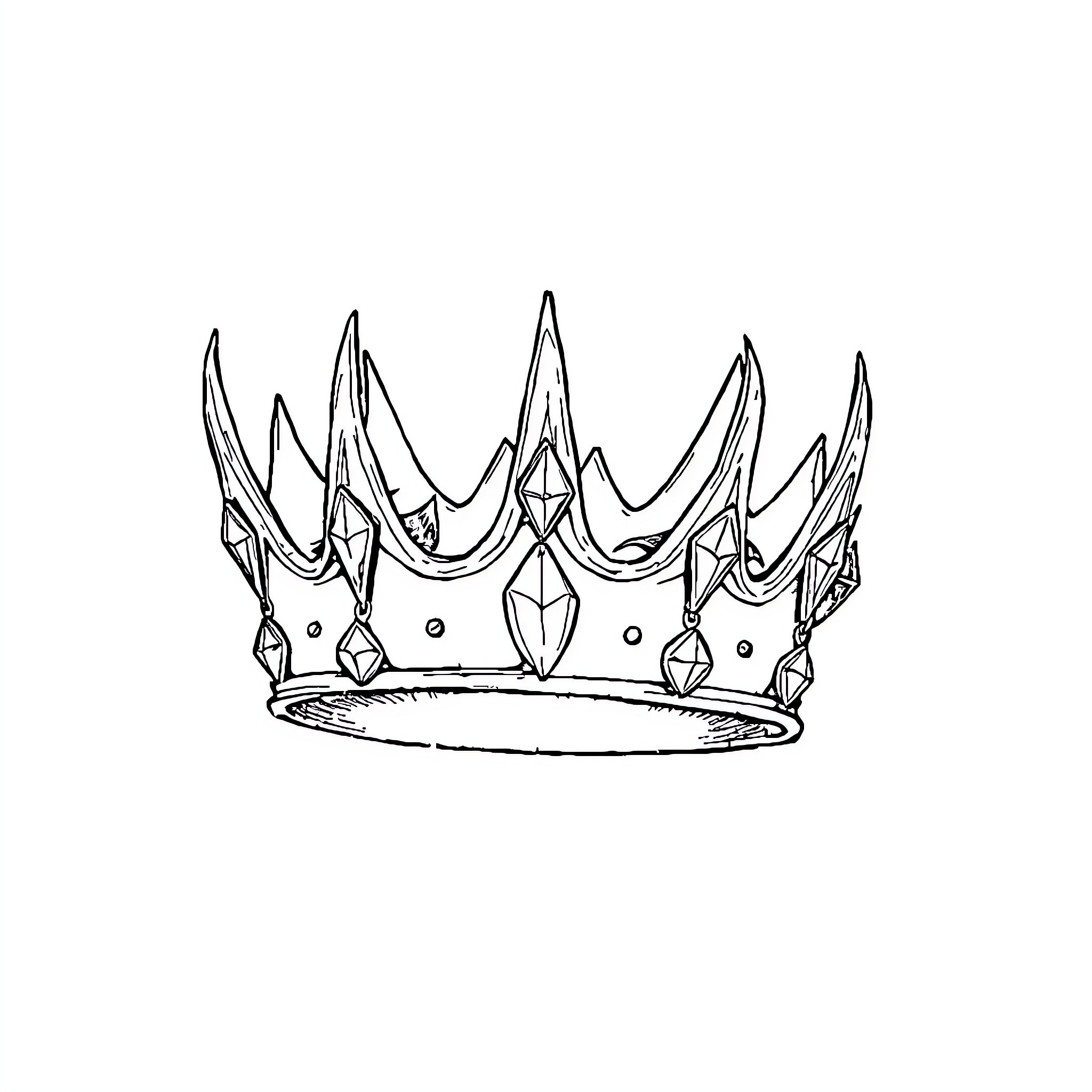 Crown with intricate jewel-like design Coloring Page (free black-and-white line drawing printable PDF for all, from beginners to advanced learners, including children, teens, adults, and seniors)