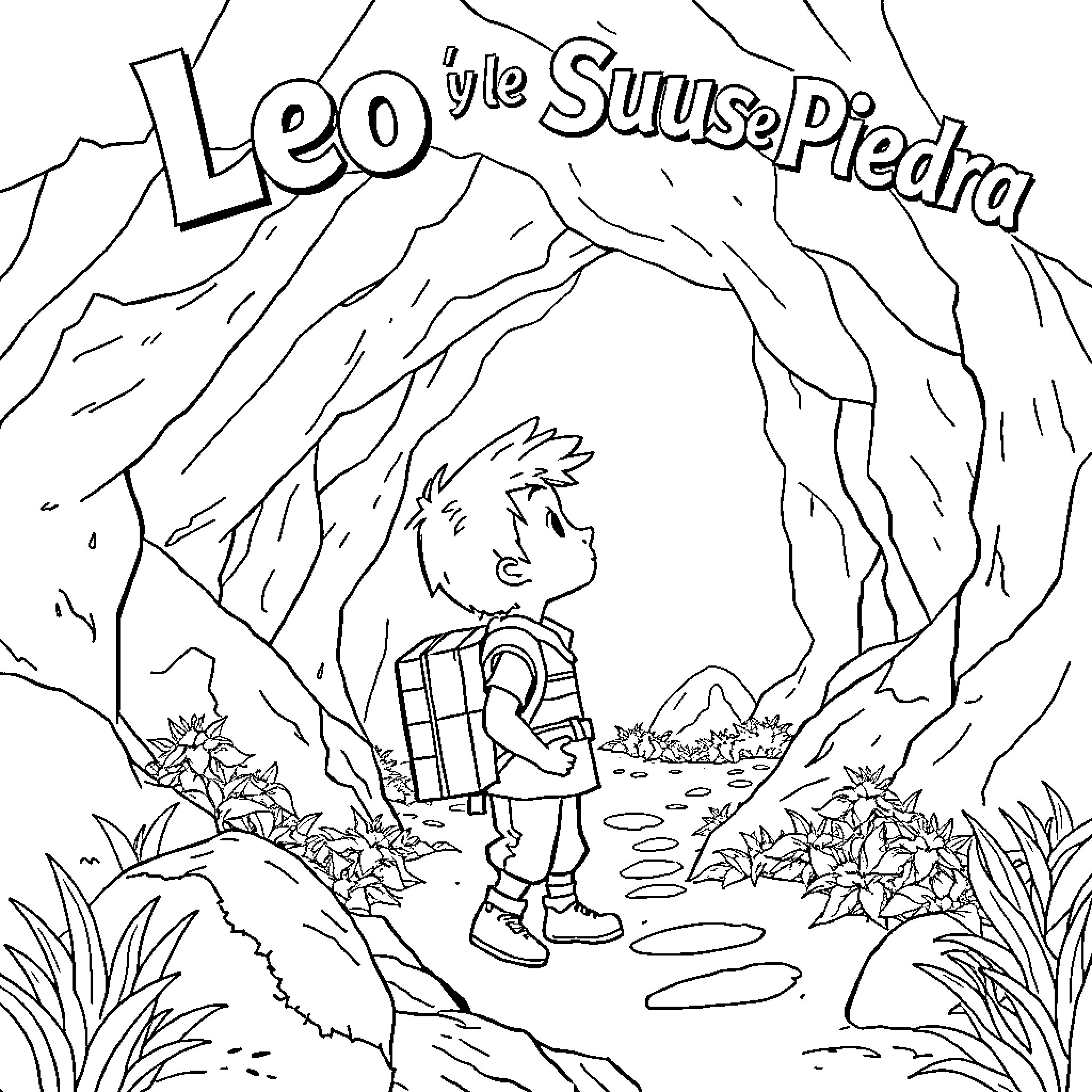 Leo's Adventure in the Enchanting Nature Coloring Page (free black-and-white line drawing printable PDF for all, from beginners to advanced learners, including children, teens, adults, and seniors)