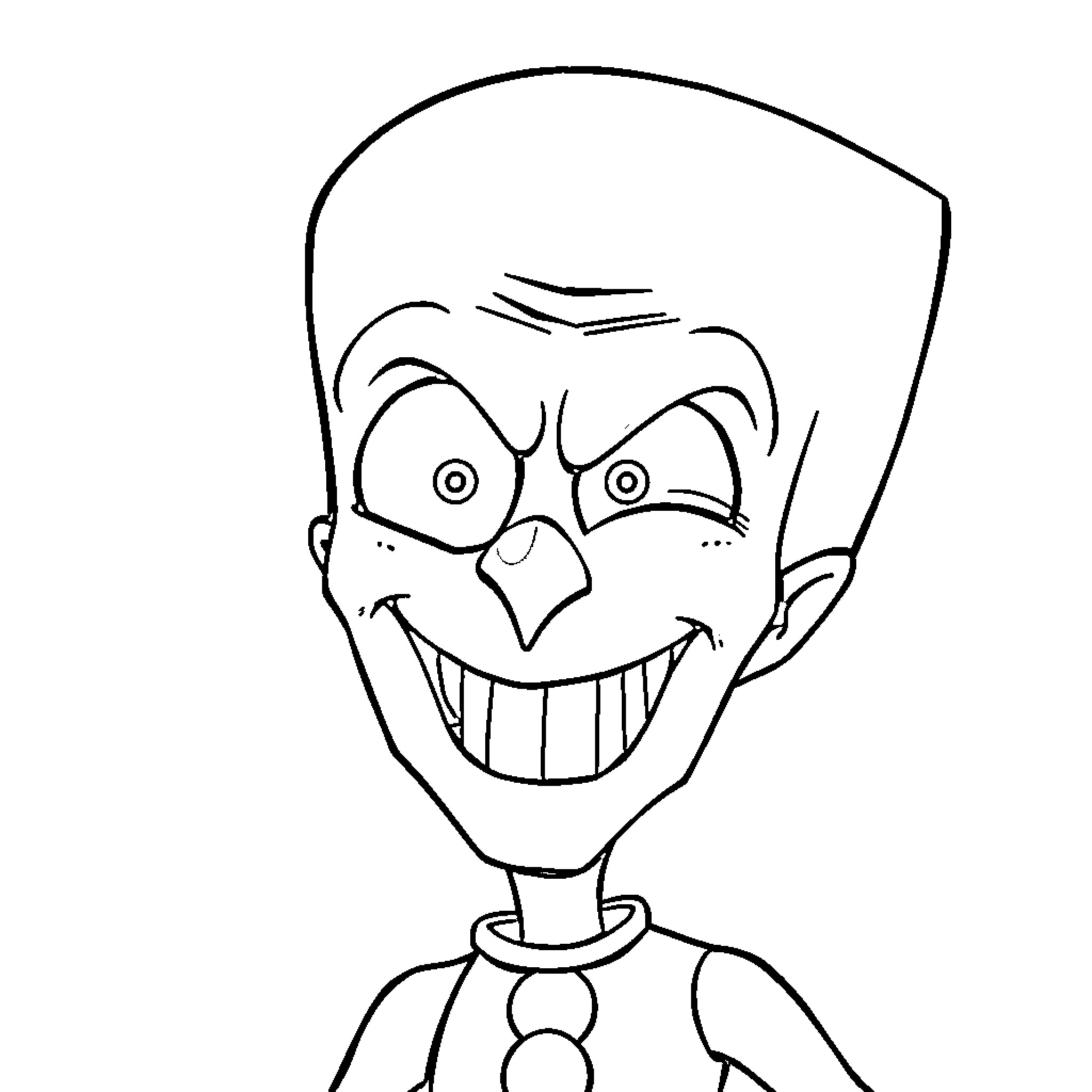 Megamind's Mischievous Grin Coloring Page (free black-and-white line drawing printable PDF for all, from beginners to advanced learners, including children, teens, adults, and seniors)