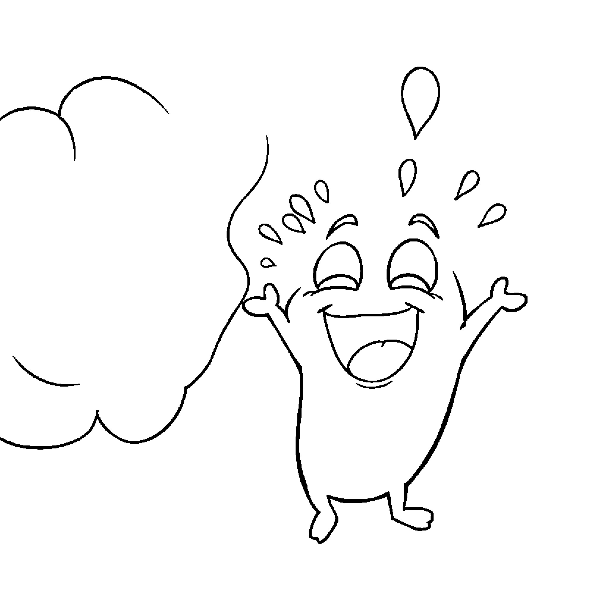 Bloop character happily waving arms Coloring Page (free black-and-white line drawing printable PDF for all, from beginners to advanced learners, including children, teens, adults, and seniors)