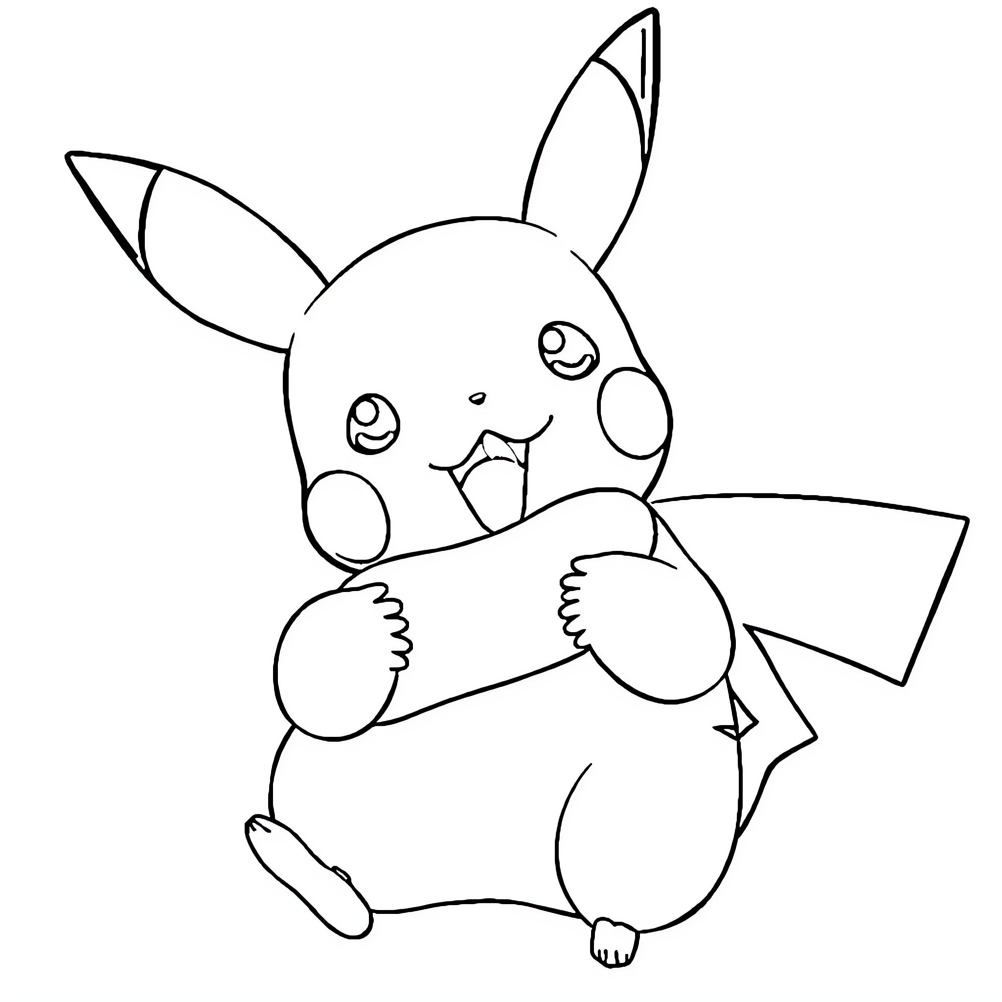 Pikachu making a silly expression Coloring Page (free black-and-white line drawing printable PDF for all, from beginners to advanced learners, including children, teens, adults, and seniors)