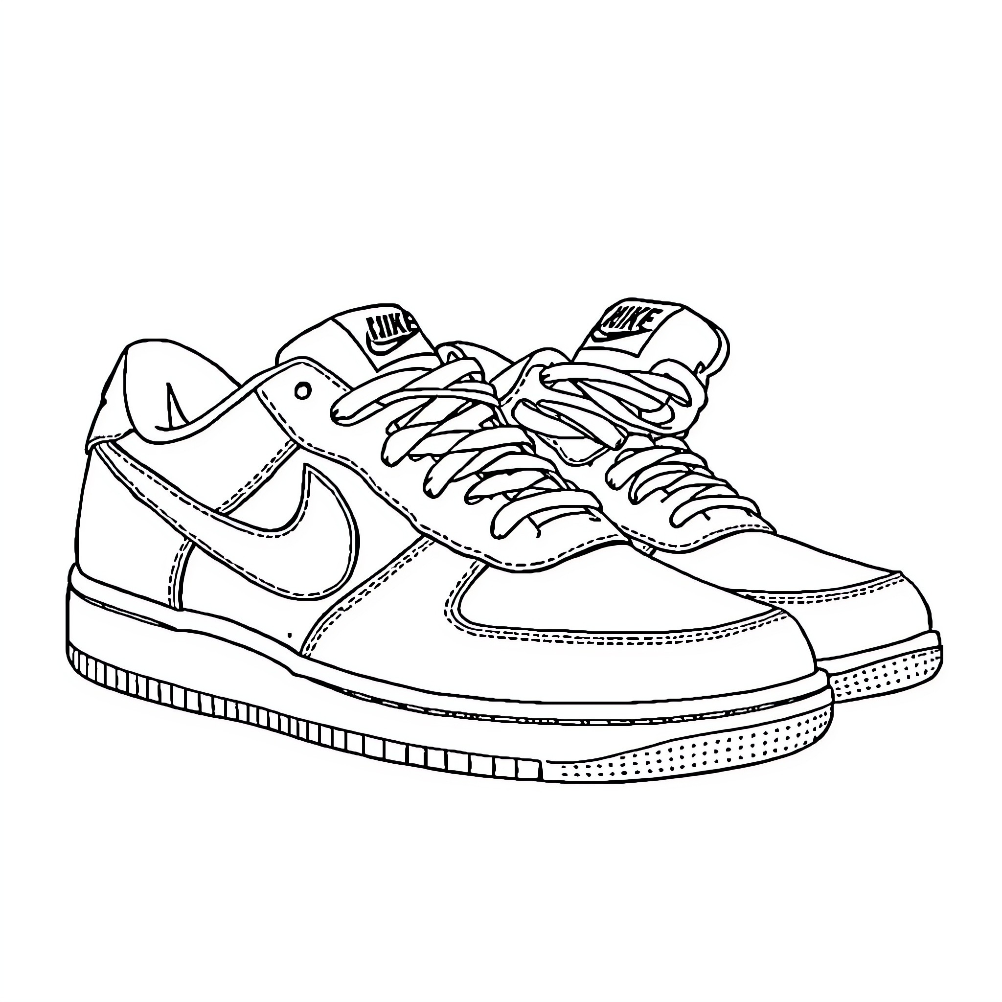 Shoe with stylish laces and logo Coloring Page (free black-and-white line drawing printable PDF for all, from beginners to advanced learners, including children, teens, adults, and seniors)