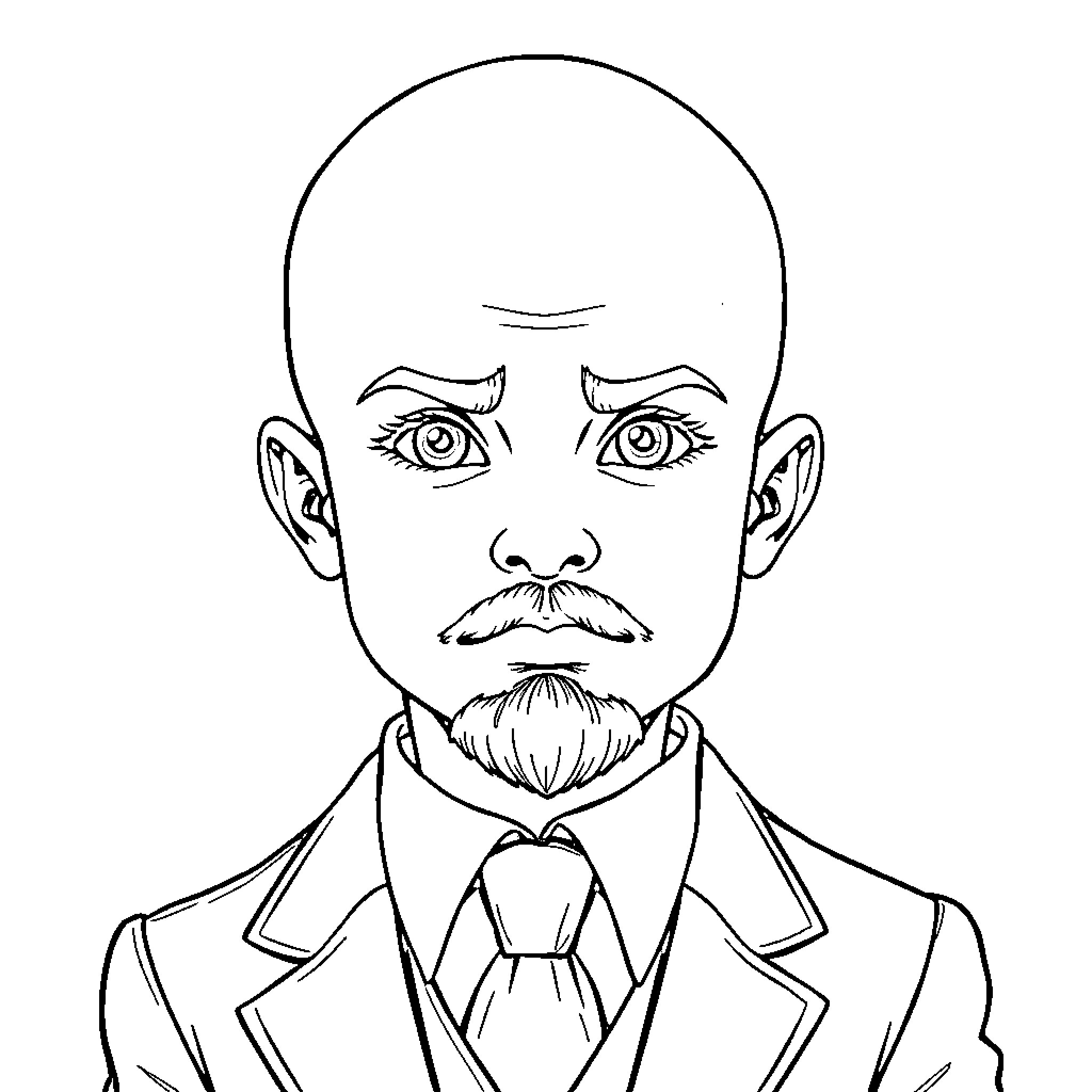 Boy in formal suit with serious expression Coloring Page (free black-and-white line drawing printable PDF for all, from beginners to advanced learners, including children, teens, adults, and seniors)