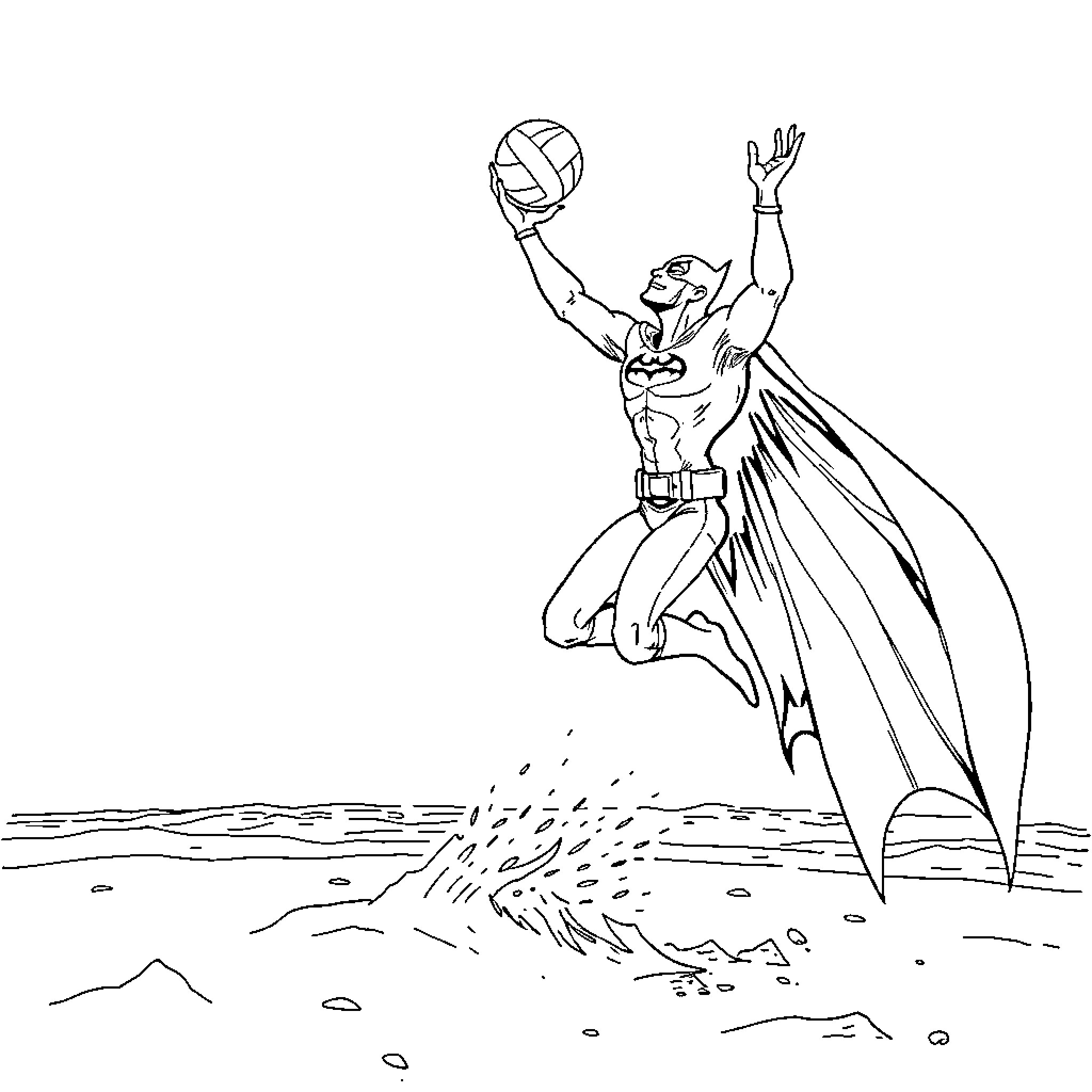 Batman soaring with determination and purpose Coloring Page (free black-and-white line drawing printable PDF for all, from beginners to advanced learners, including children, teens, adults, and seniors)