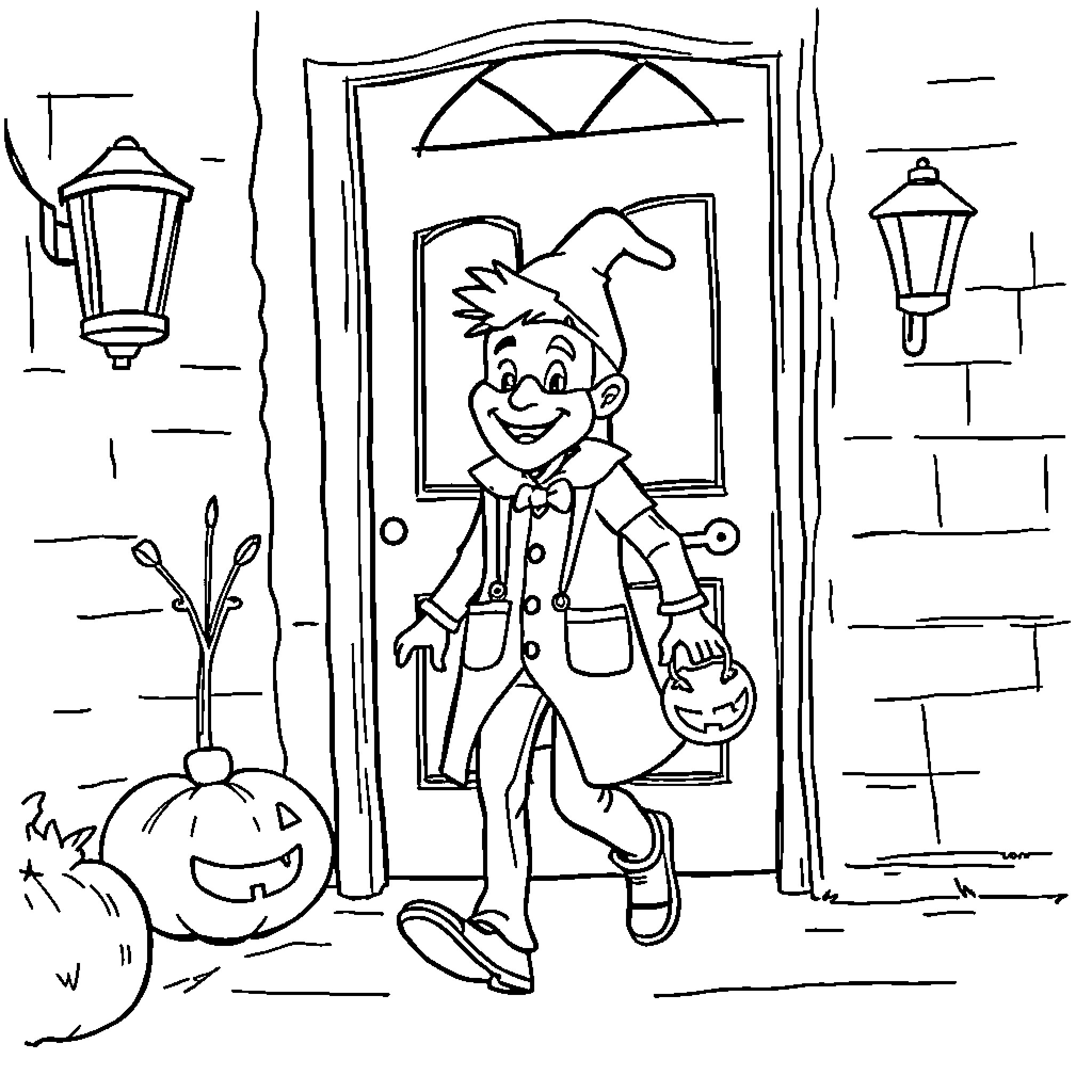 Dentist Greeting Patients with Excitement at the Clinic Coloring Page (free black-and-white line drawing printable PDF for all, from beginners to advanced learners, including children, teens, adults, and seniors)