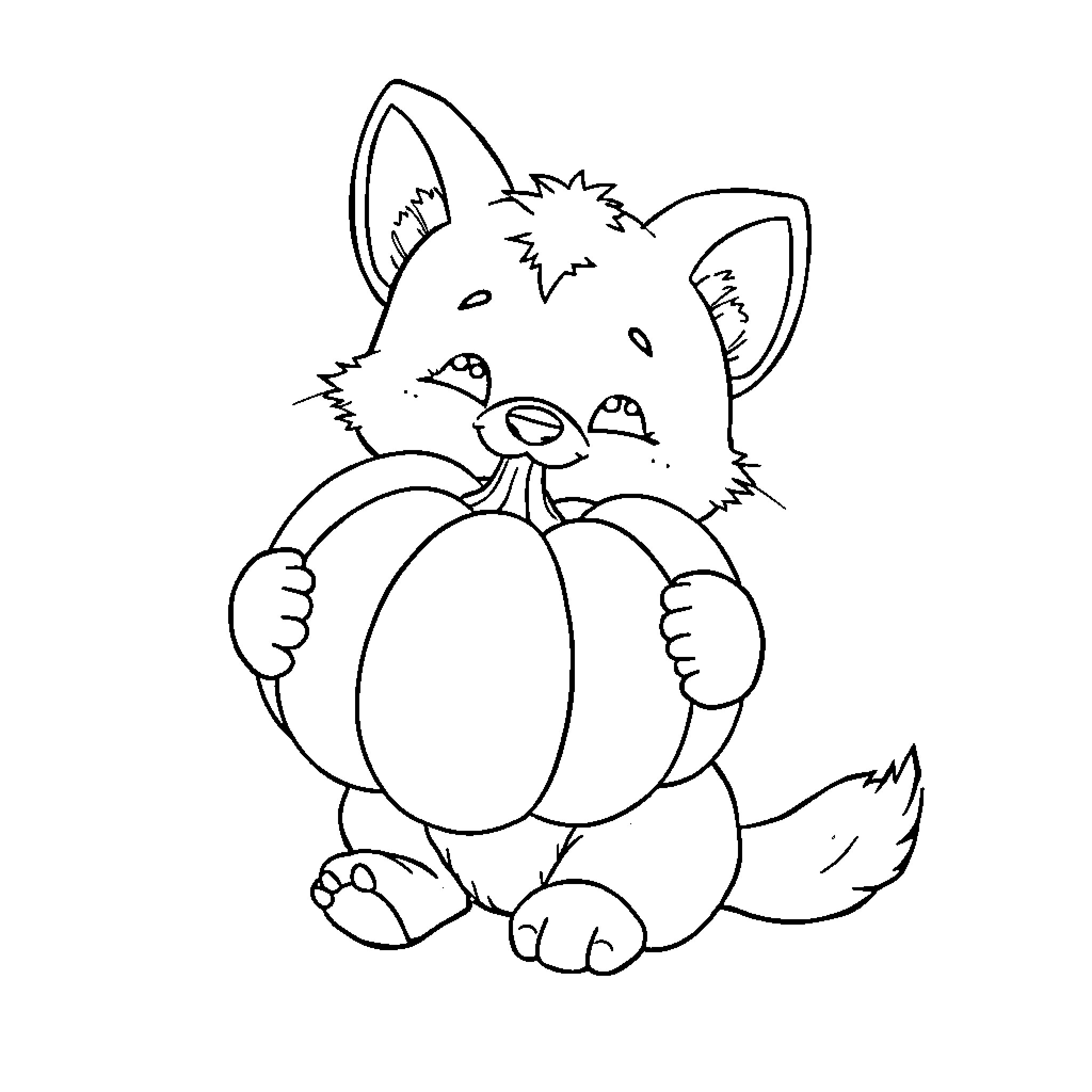 Bluey Enjoying a Pumpkin Coloring Page (free black-and-white line drawing printable PDF for all, from beginners to advanced learners, including children, teens, adults, and seniors)