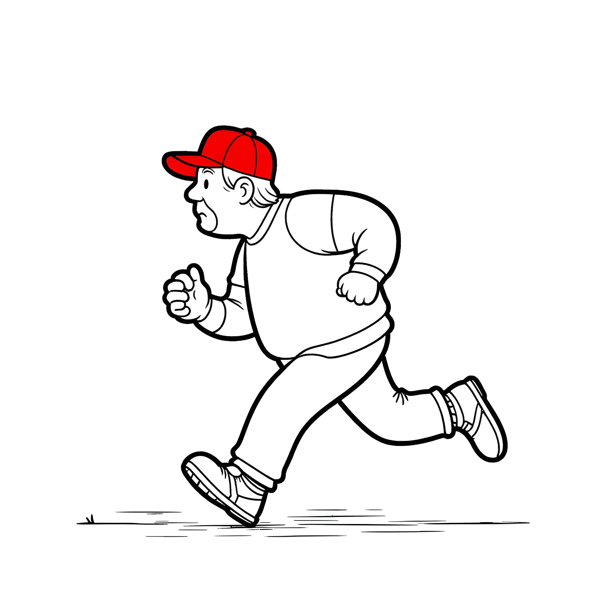 MAGA Man running with determination Coloring Page (free black-and-white line drawing printable PDF for all, from beginners to advanced learners, including children, teens, adults, and seniors)