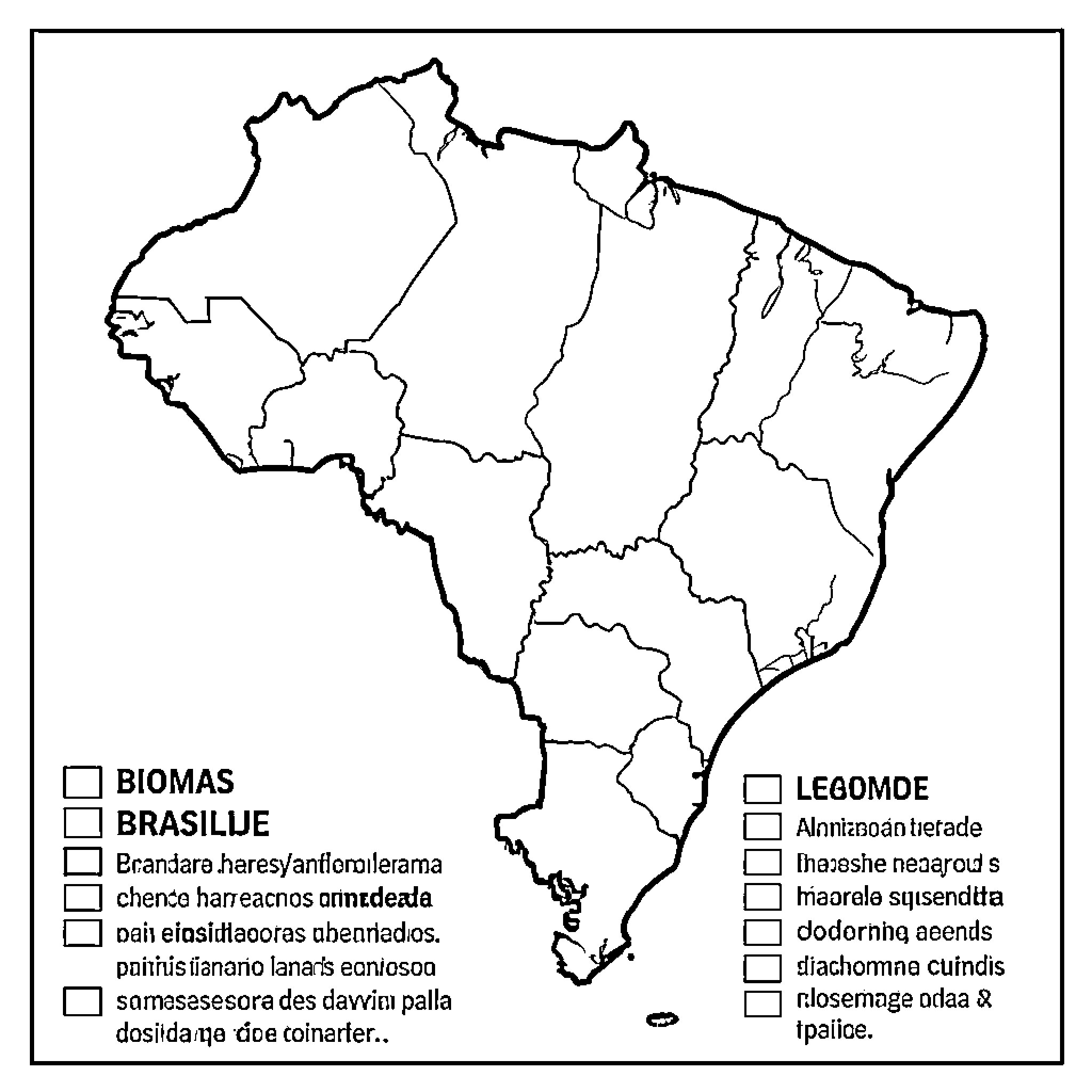 Bioma map showing various regional divisions and borders Coloring Page (free black-and-white line drawing printable PDF for all, from beginners to advanced learners, including children, teens, adults, and seniors)