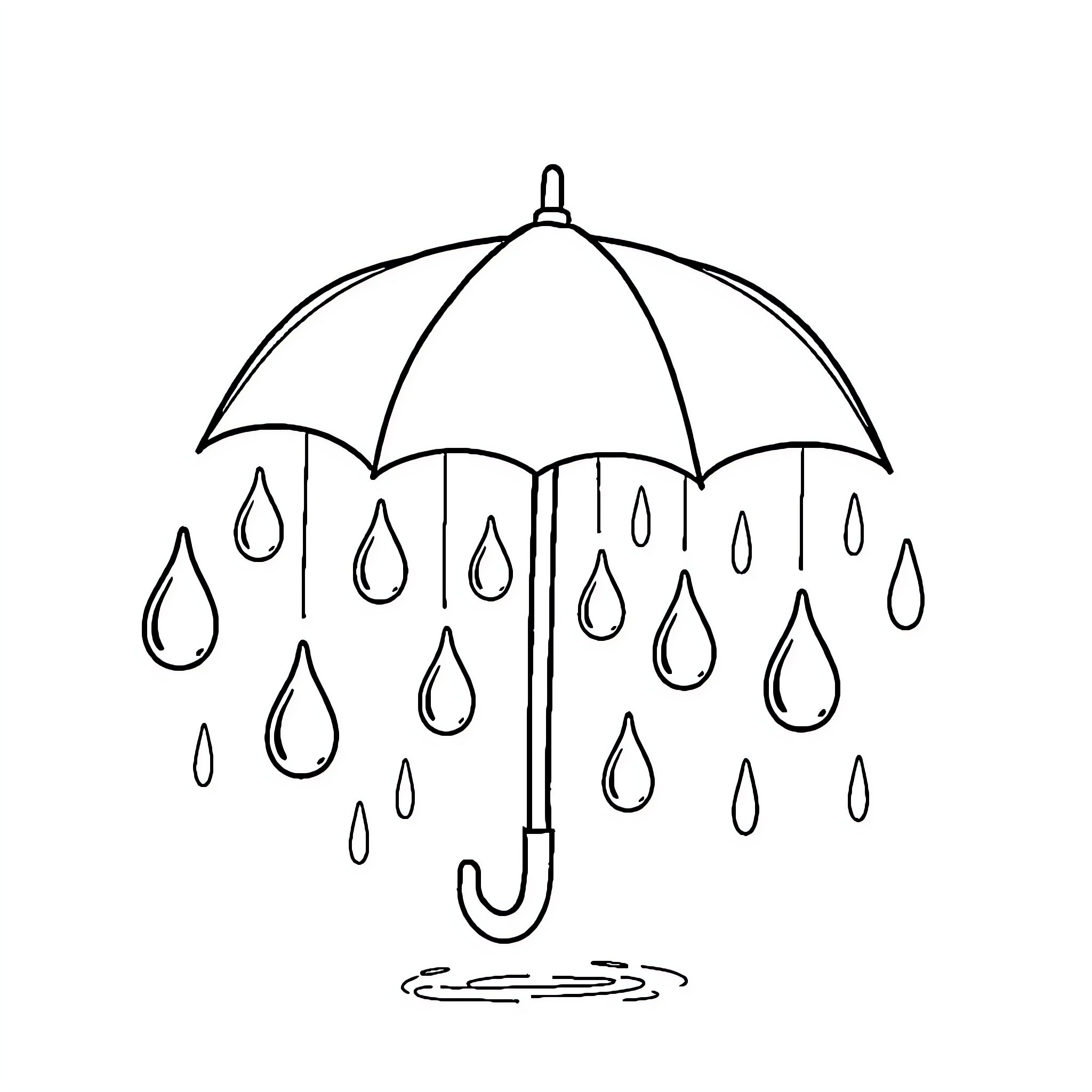 Umbrella shielding from the rain Coloring Page (free black-and-white line drawing printable PDF for all, from beginners to advanced learners, including children, teens, adults, and seniors)