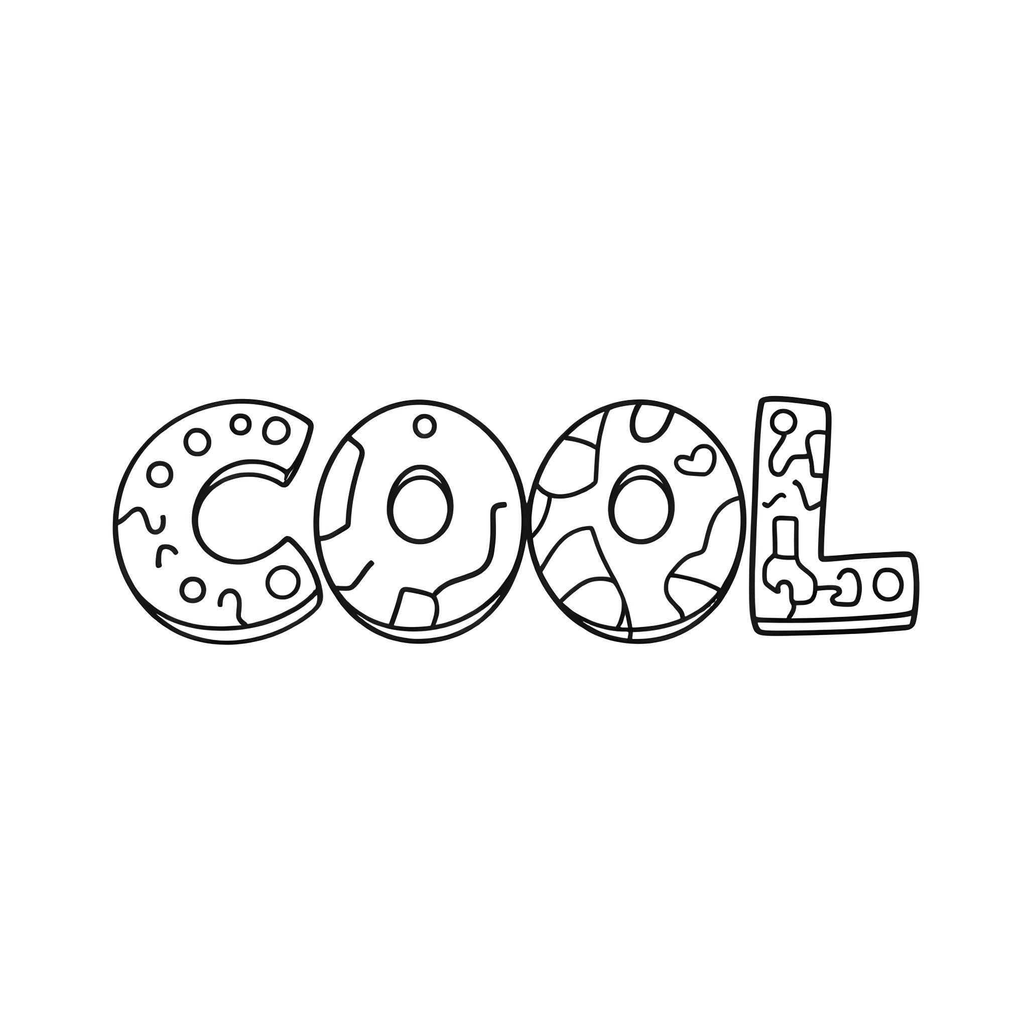 Cool abstract patterned lettering art Coloring Page (free black-and-white line drawing printable PDF for all, from beginners to advanced learners, including children, teens, adults, and seniors)