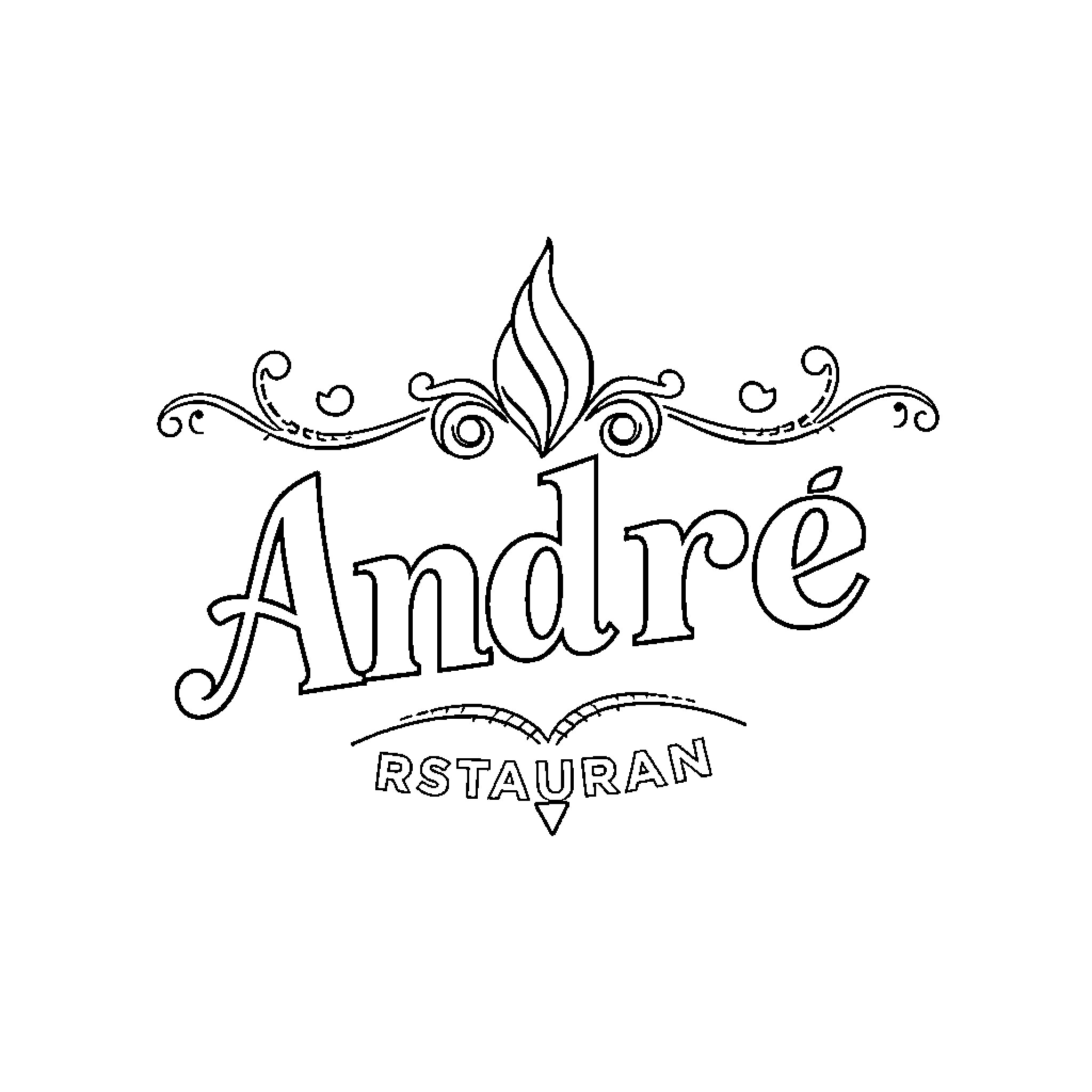 Restaurant with decorative logo and text Coloring Page (free black-and-white line drawing printable PDF for all, from beginners to advanced learners, including children, teens, adults, and seniors)