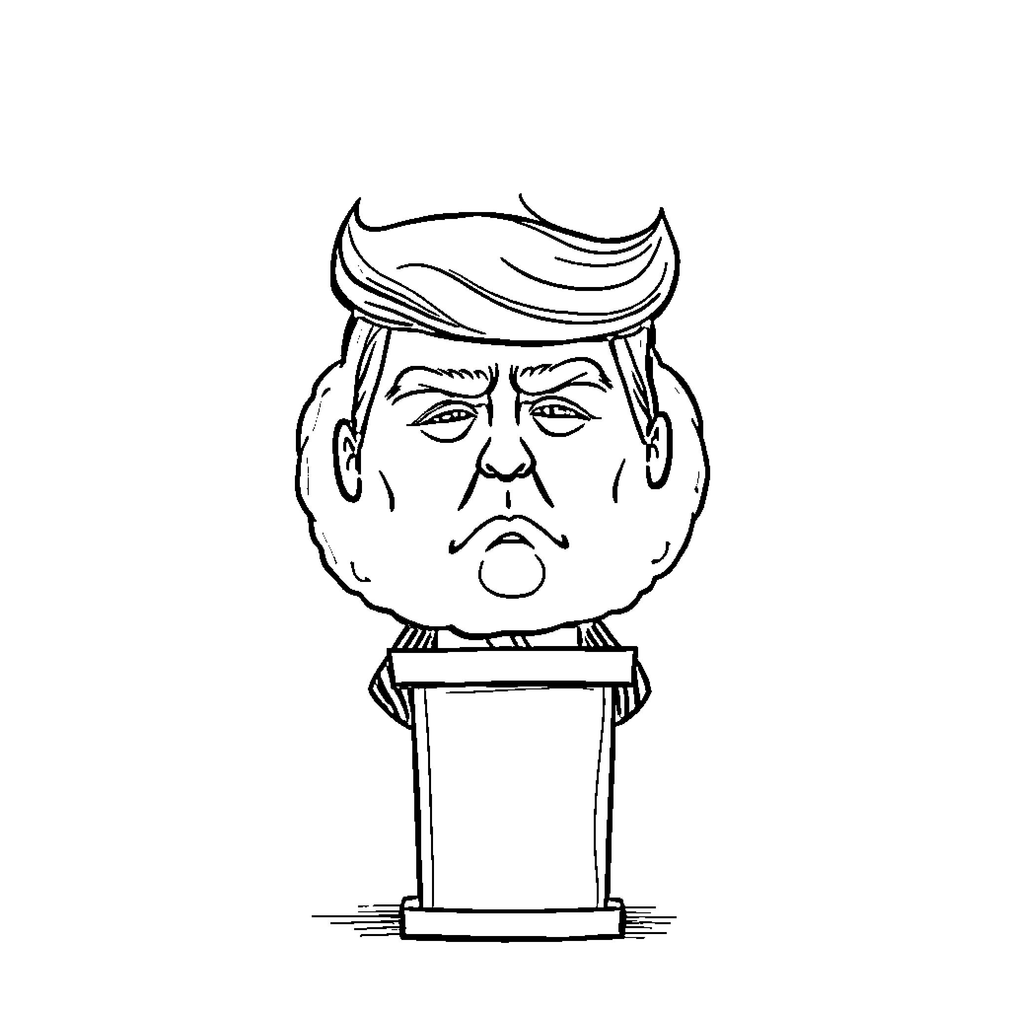 Cheeto delivering an angry speech on the podium Coloring Page (free black-and-white line drawing printable PDF for all, from beginners to advanced learners, including children, teens, adults, and seniors)