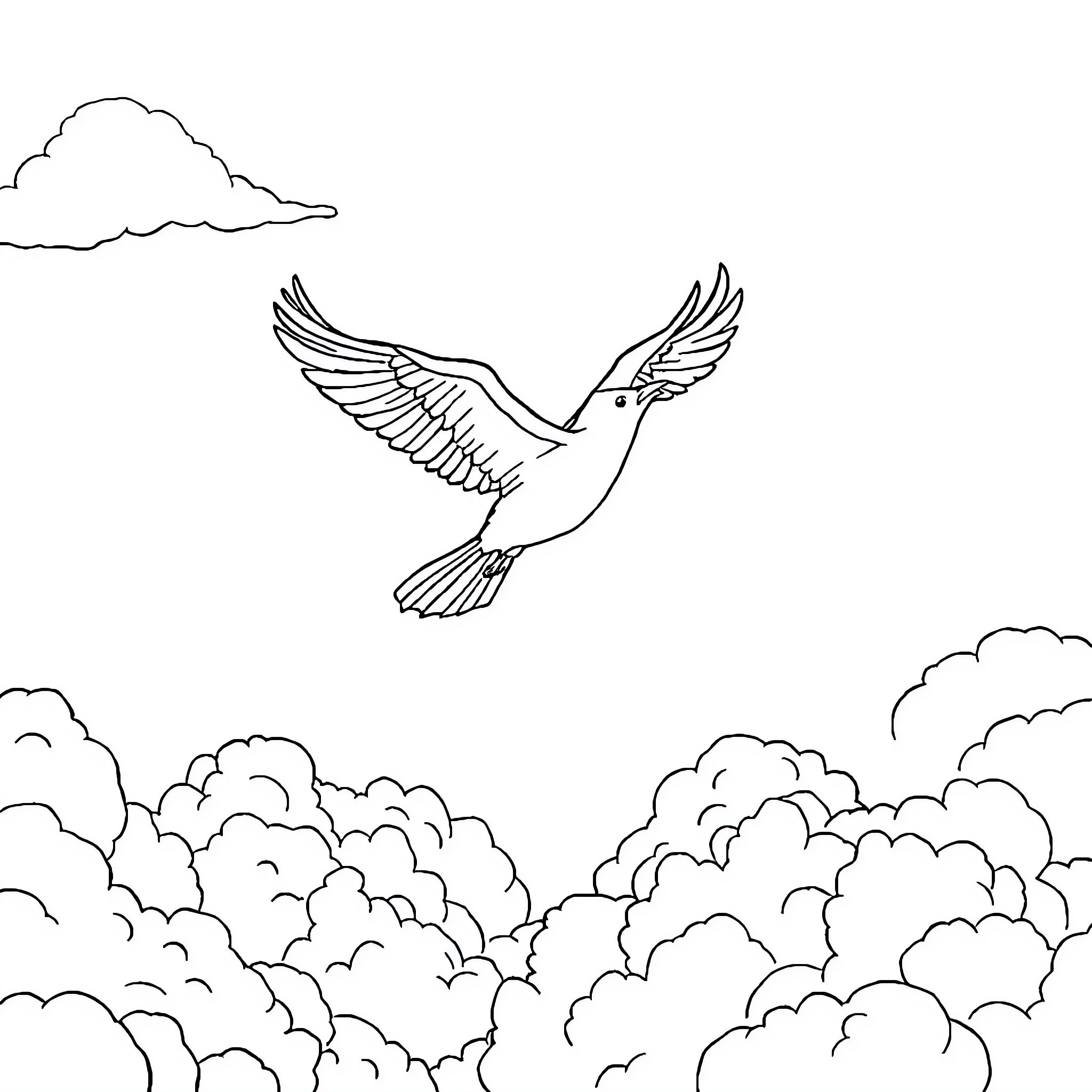Car soaring freely through the cloudy sky Coloring Page (free black-and-white line drawing printable PDF for all, from beginners to advanced learners, including children, teens, adults, and seniors)